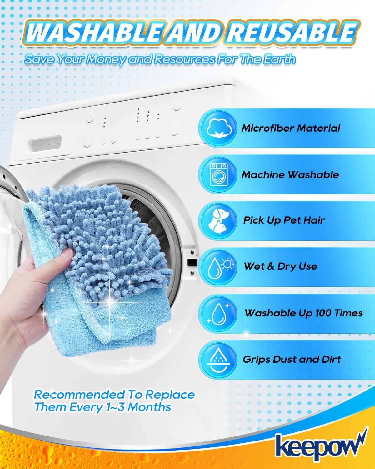 KEEPOW 4 Pack Microfiber Steam Mop Pads for Wagner 905e915e925e