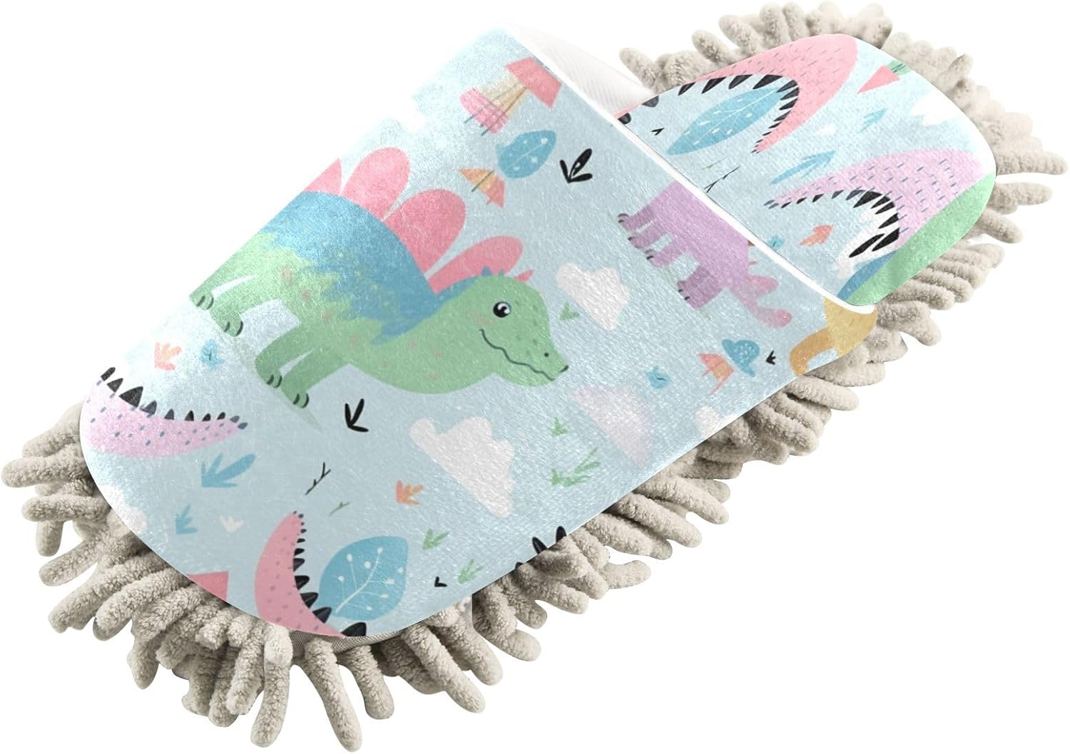 Bulletgxll Dinosaur Pattern Mop Slippers for Men Women - M