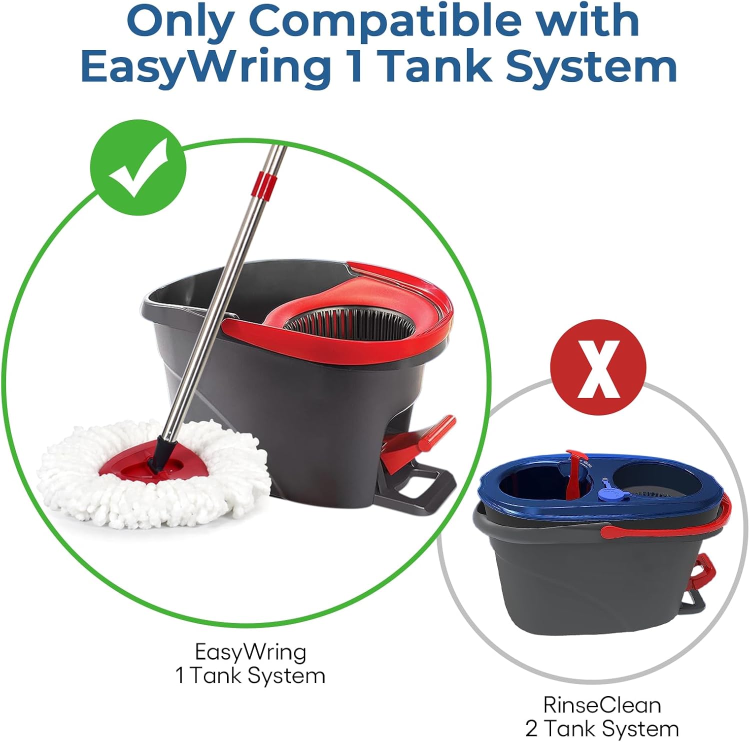 Matthew Spin Mop Replacement Heads Kit with Base and Handle