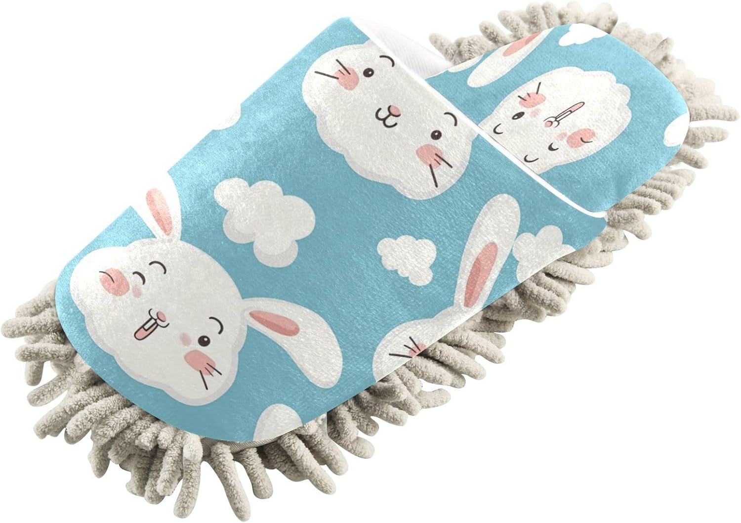 Bulletgxll Rabbit with Clouds Mop Slippers