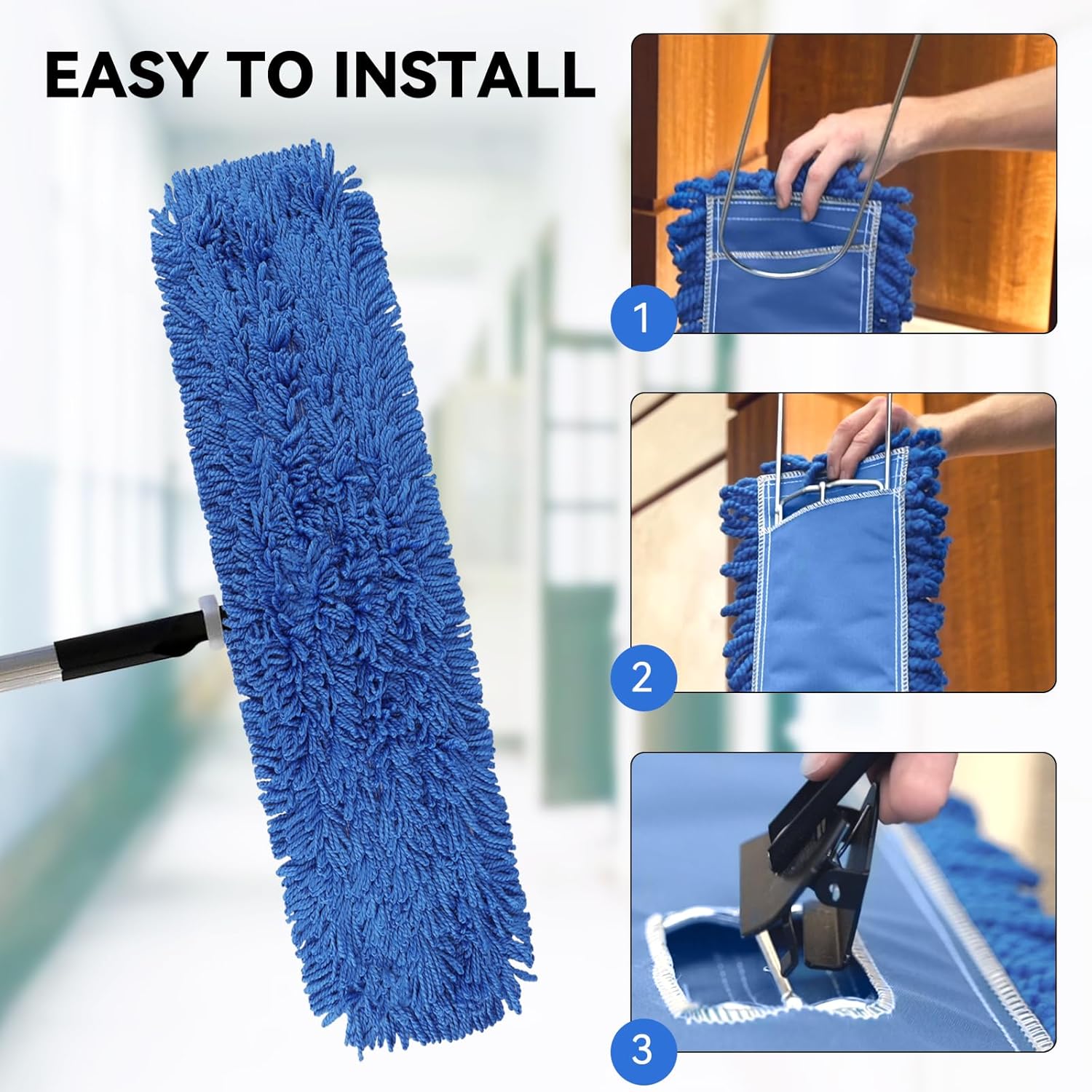 BeiLan 36 Inch Dust Mop Head Replacement - 6 Pack Blue