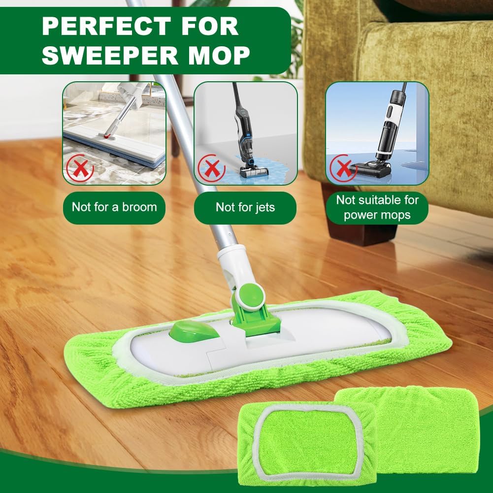 4Pcs Reusable Microfiber Mop Pads for Floor Cleaning