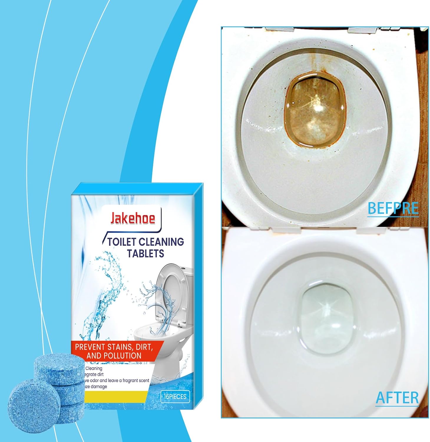 Jakehoe Toilet Cleaning Tablets 16 Pack