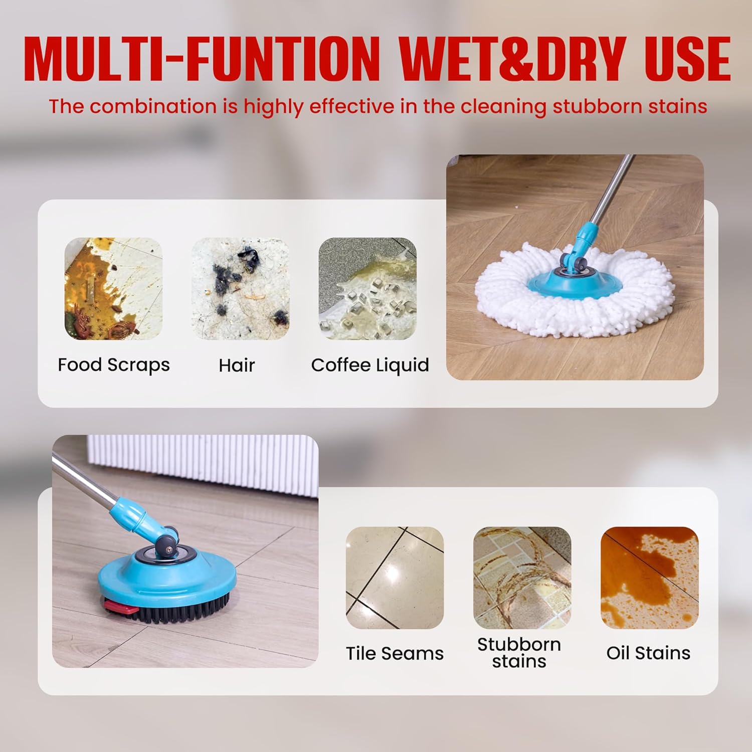 BOCA STORY 6Pcs Round Mop Head Scrubber Brush Replacement