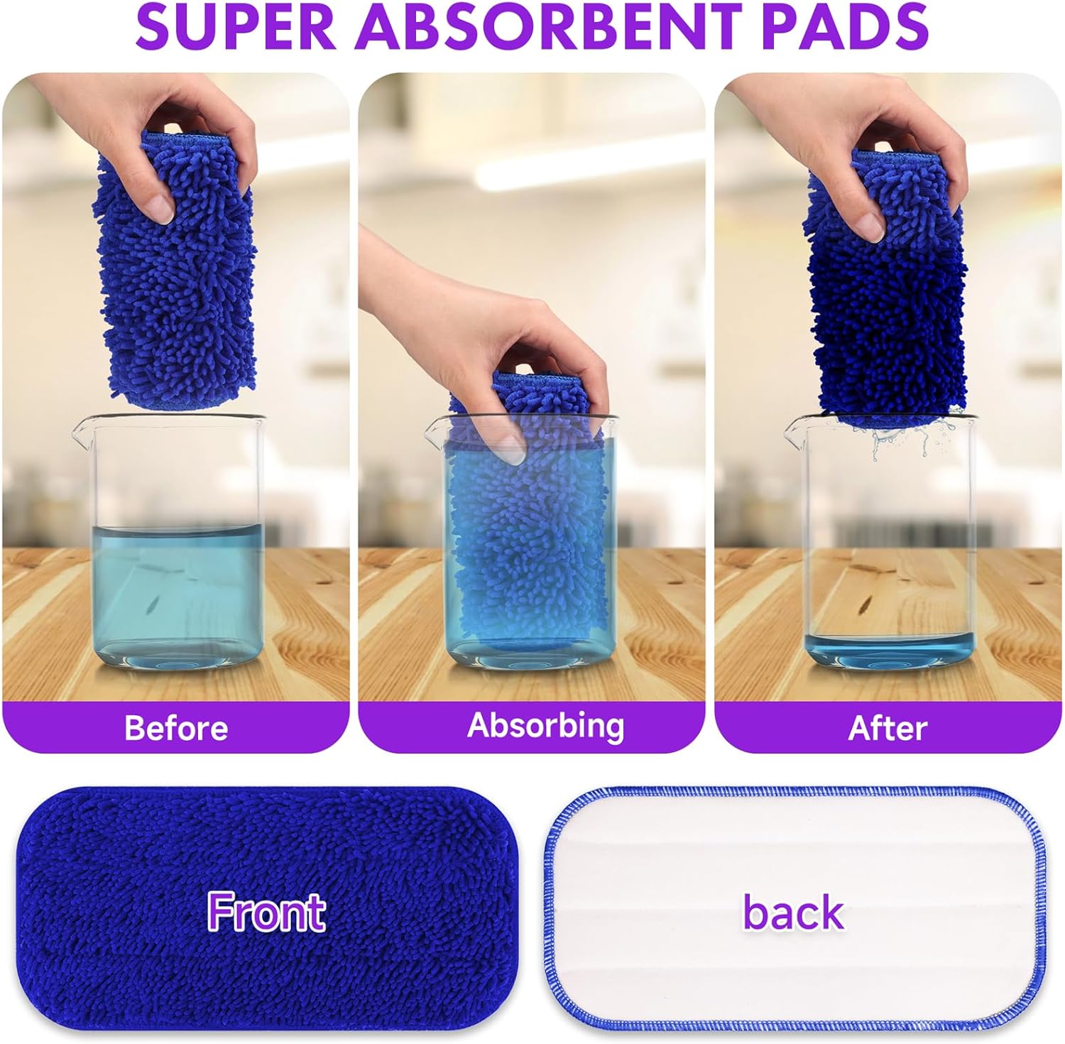 6 Pack Reusable Mop Pads for Swiffer WetJet 1