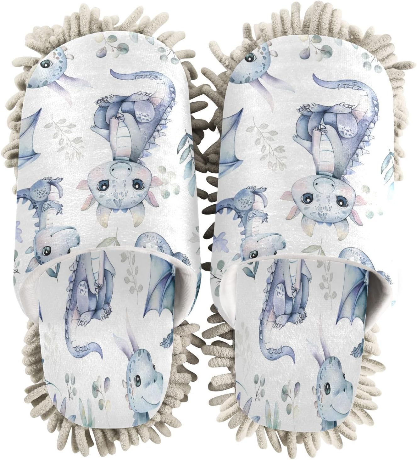 Zhirexin Cute Cartoon Water Dragon Microfiber Mop Slippers