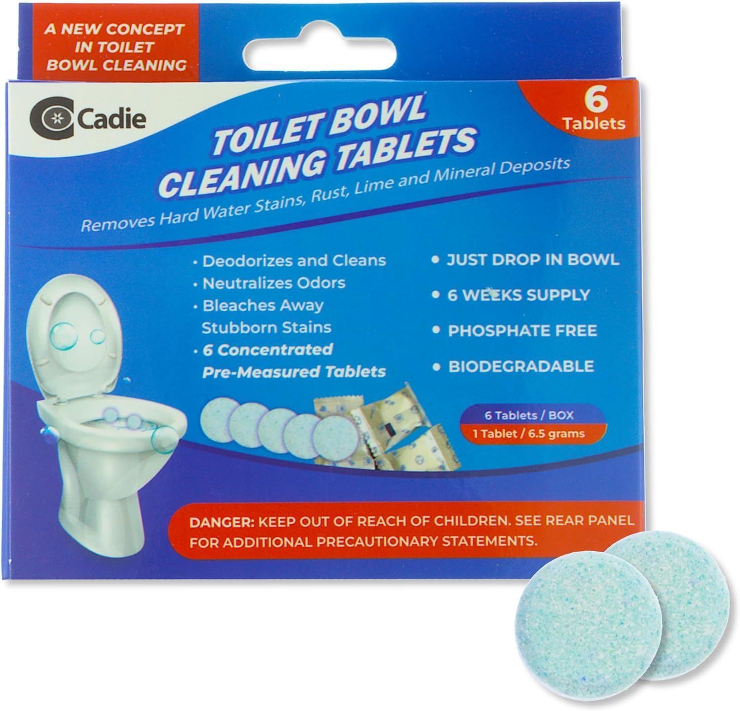 Cadie Toilet Bowl Cleaning Tablets 12 Blocks with Bleach