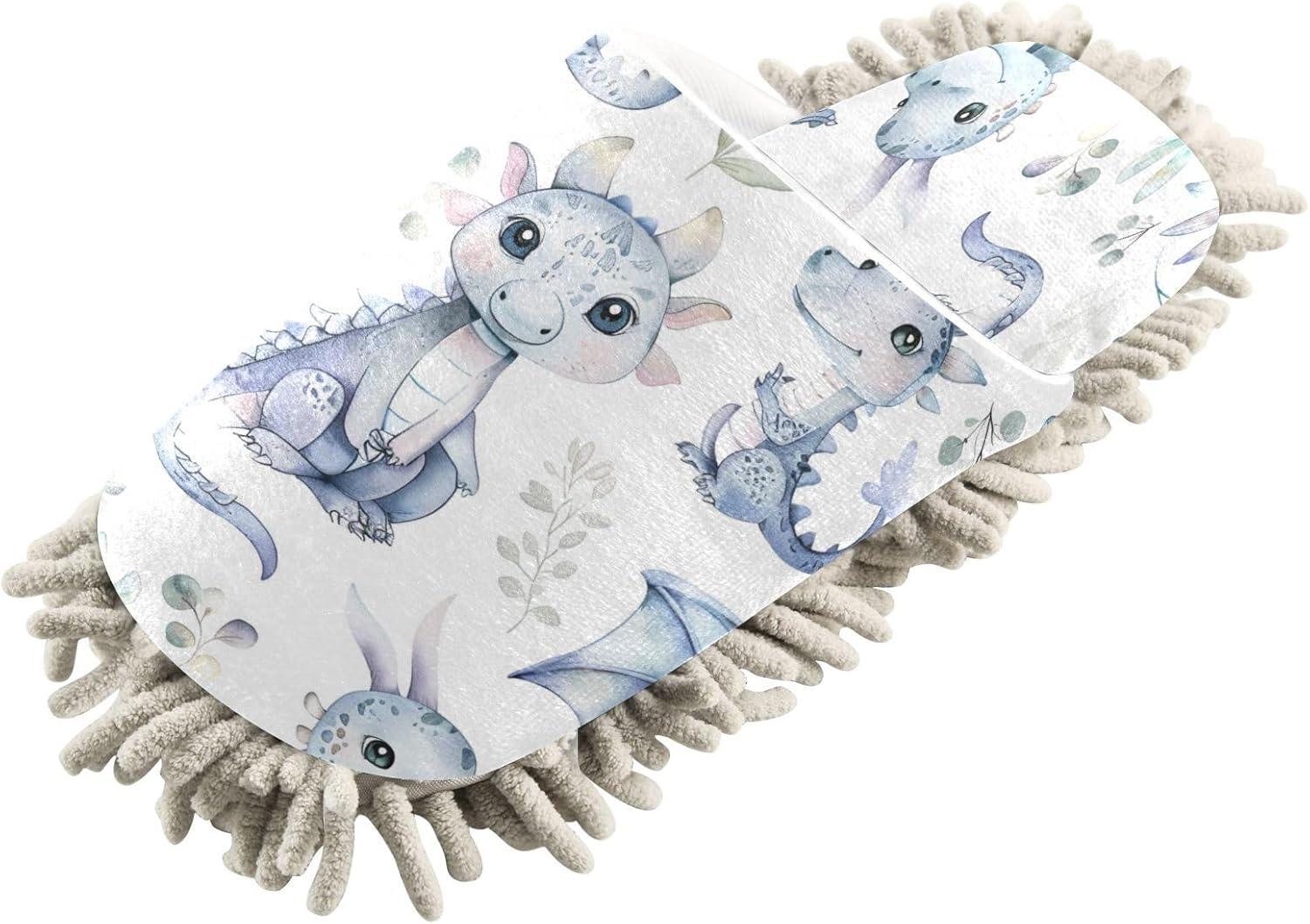Zhirexin Cute Cartoon Water Dragon Microfiber Mop Slippers