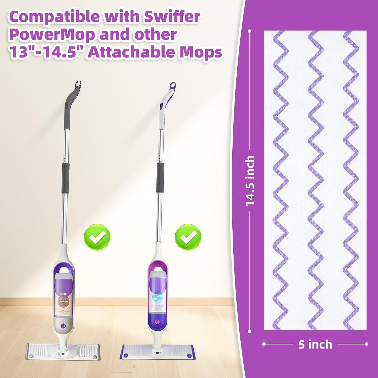 Nicemiya 50 Count Microfiber Mop Pads for Swiffer PowerMop 1