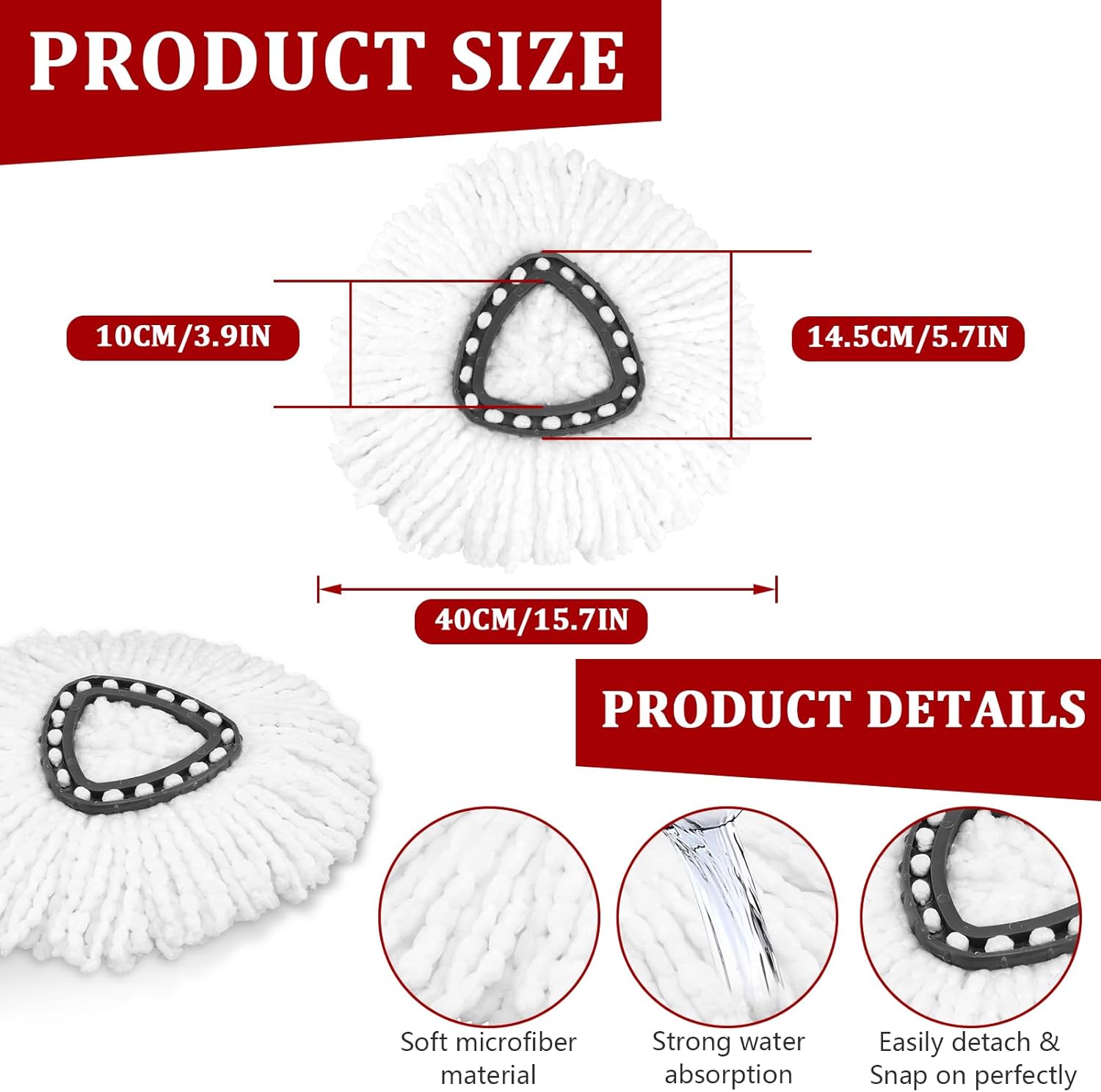 NICEMOVIC 5 Pack Spin Mop Replacement Heads