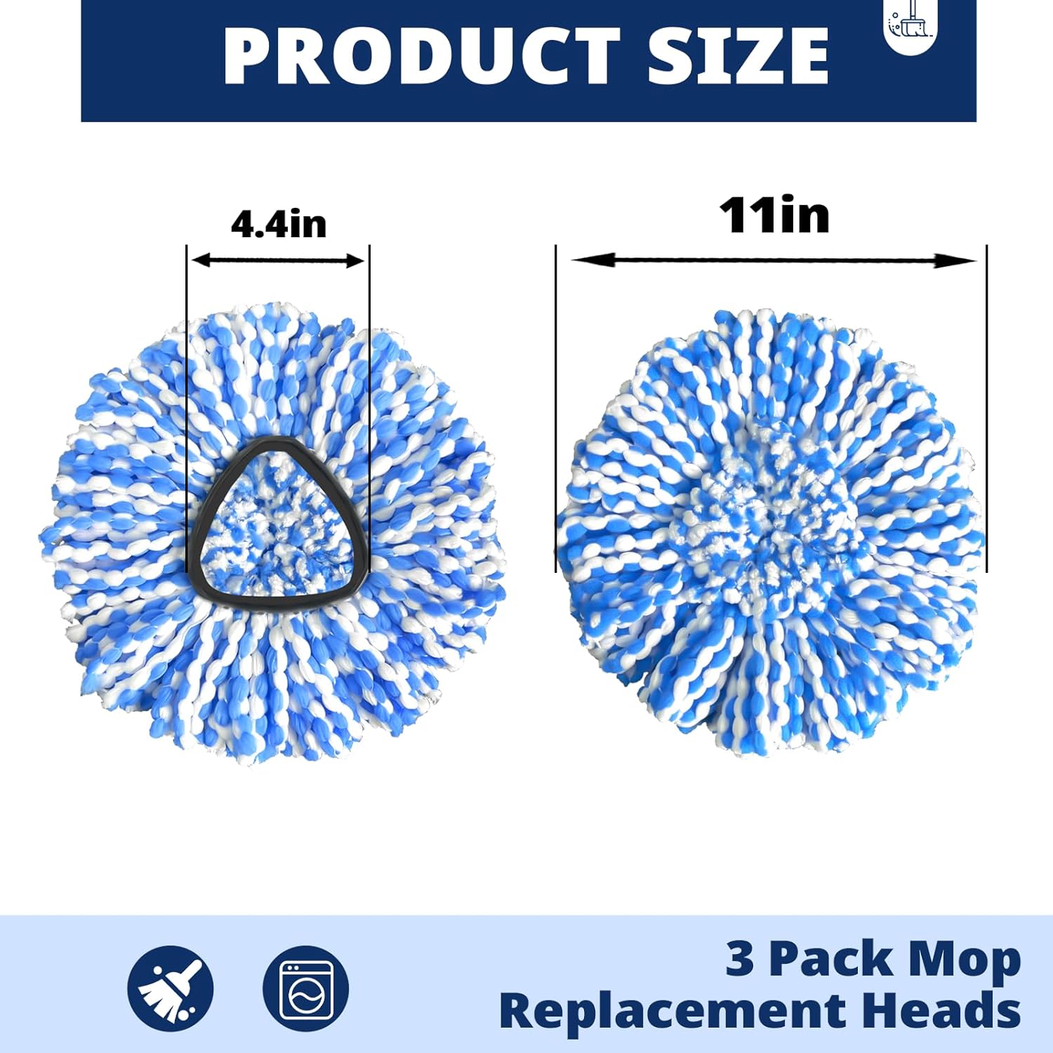 Spin Mop Replacement Heads 4-Pack Machine Washable RinseClean 2-Tank Compatible