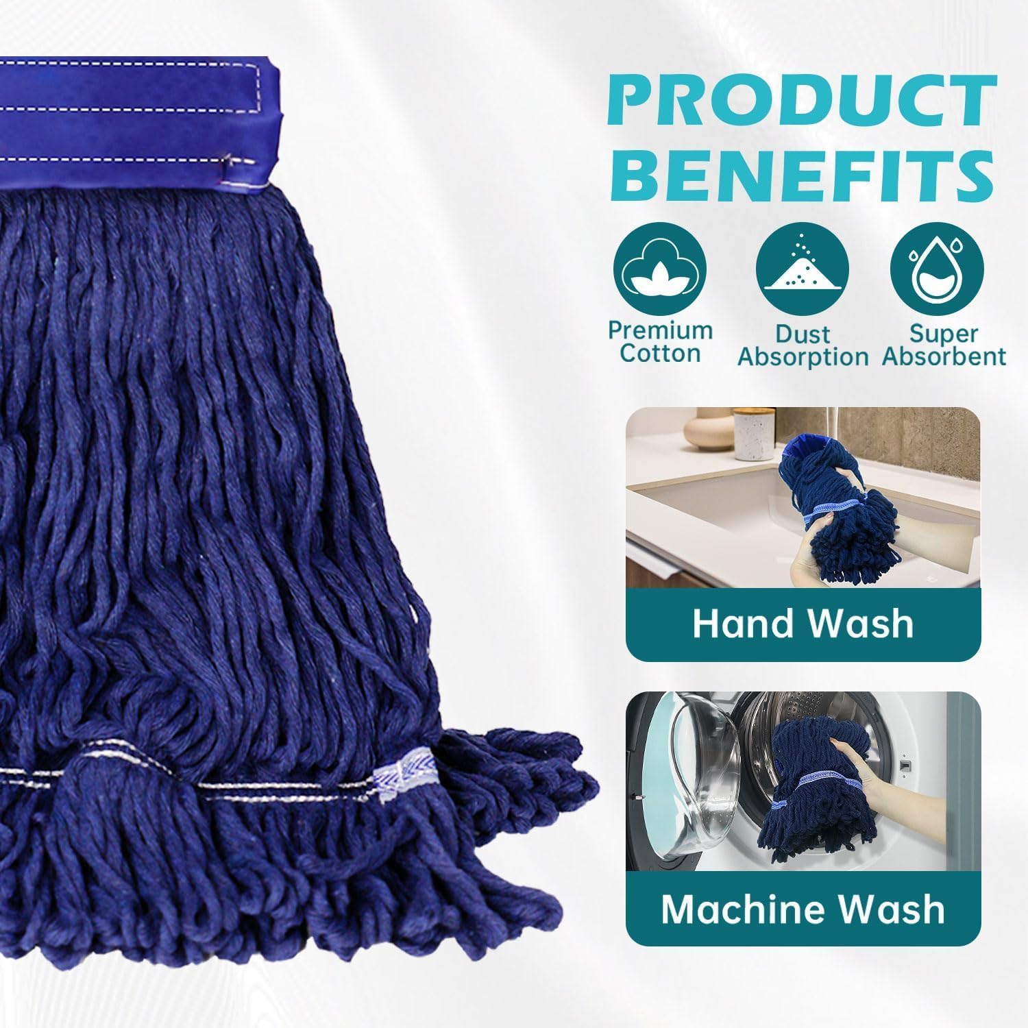 MOPTIMISTIC 24oz Looped Yarn Mop Head Pack of 3 1
