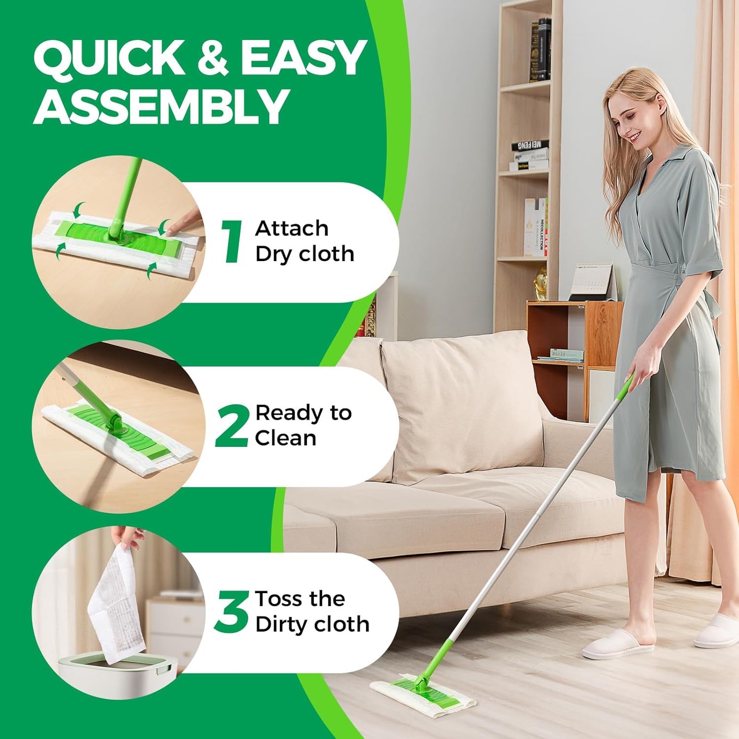 Peachicha Dry Sweeping Cloths Mop Refills 50 Count 1