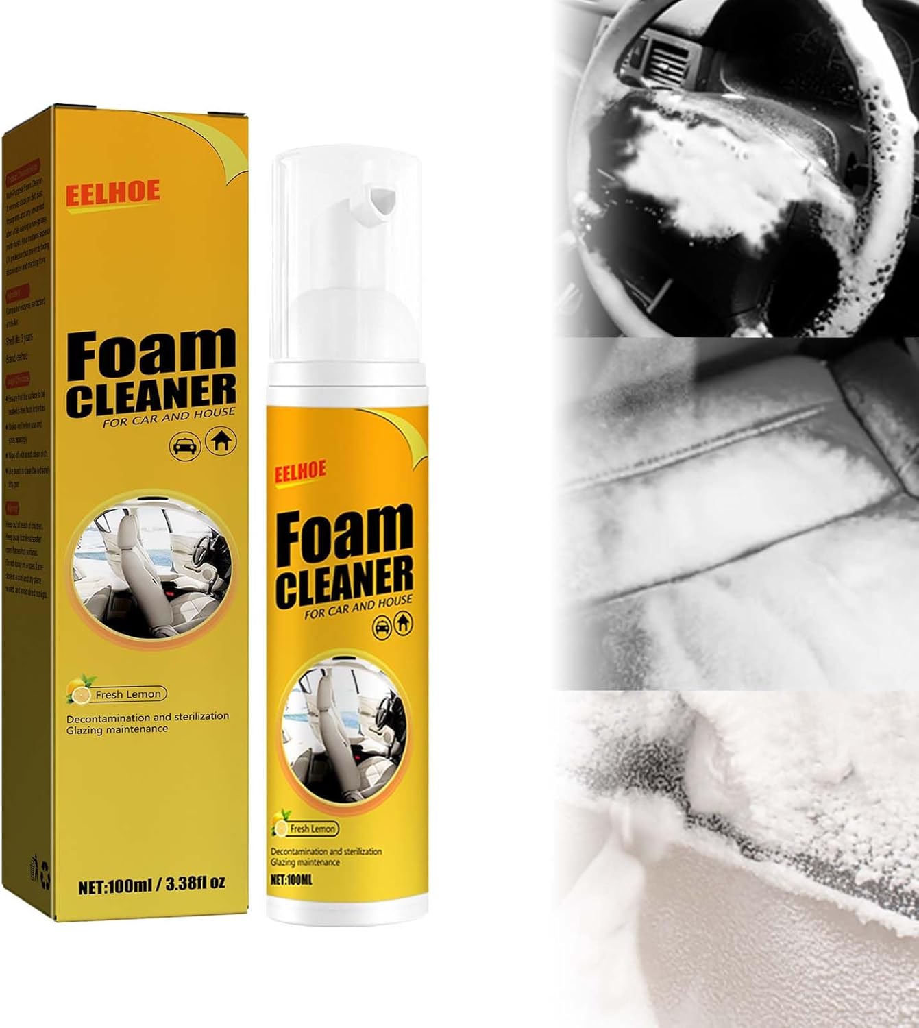 Premium Multi-Purpose Foam Cleaner for Car Steering Wheel and More