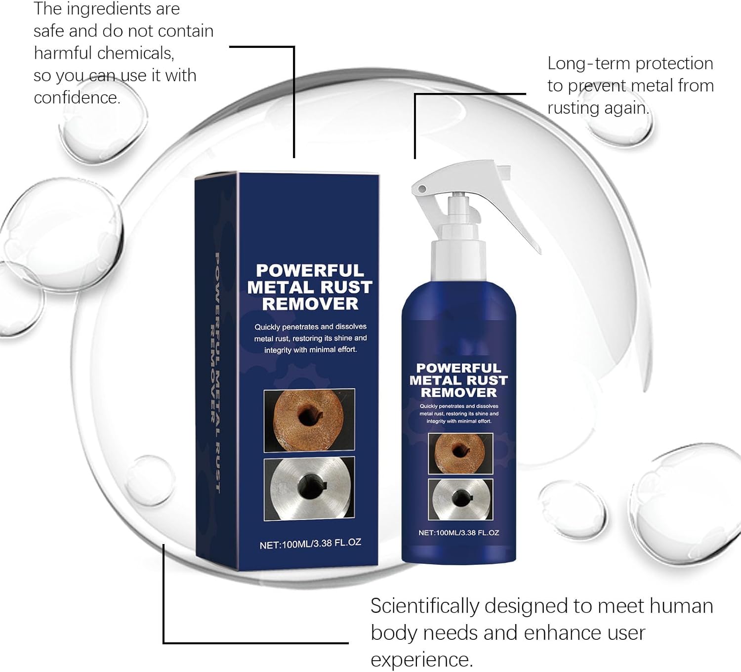 QCHIAN 2024 Rust Remover Spray 100ml 2pcs