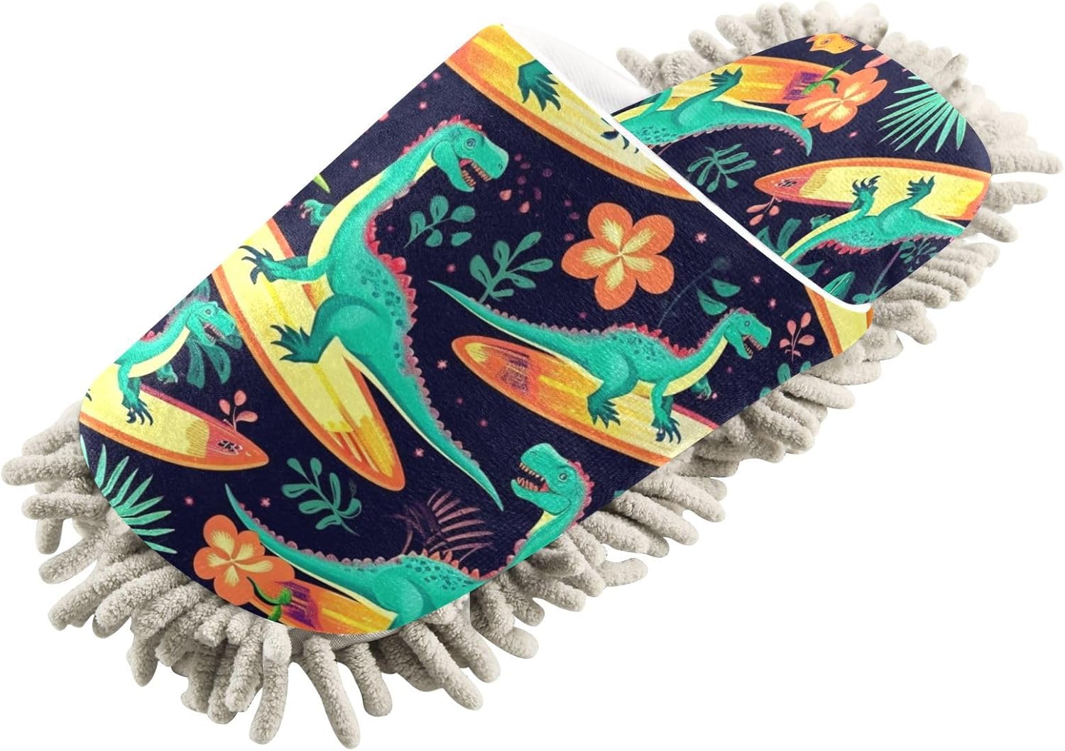 Bulletgxll Dinosaur Mopping Slippers - Washable Floor Mop Shoes for Men Women