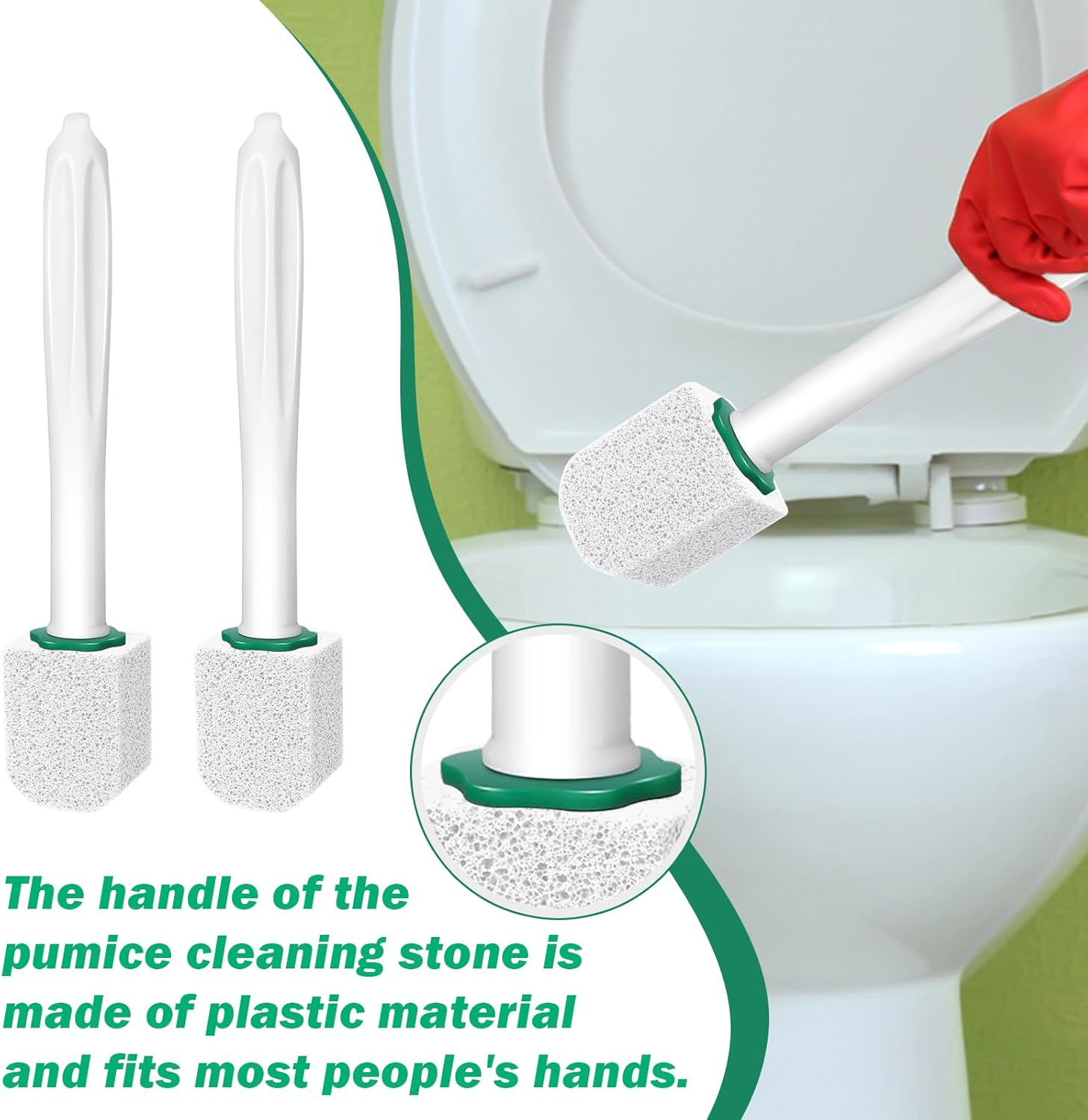 12PCS Pumice Stone with Long Handle for Toilet Cleaning