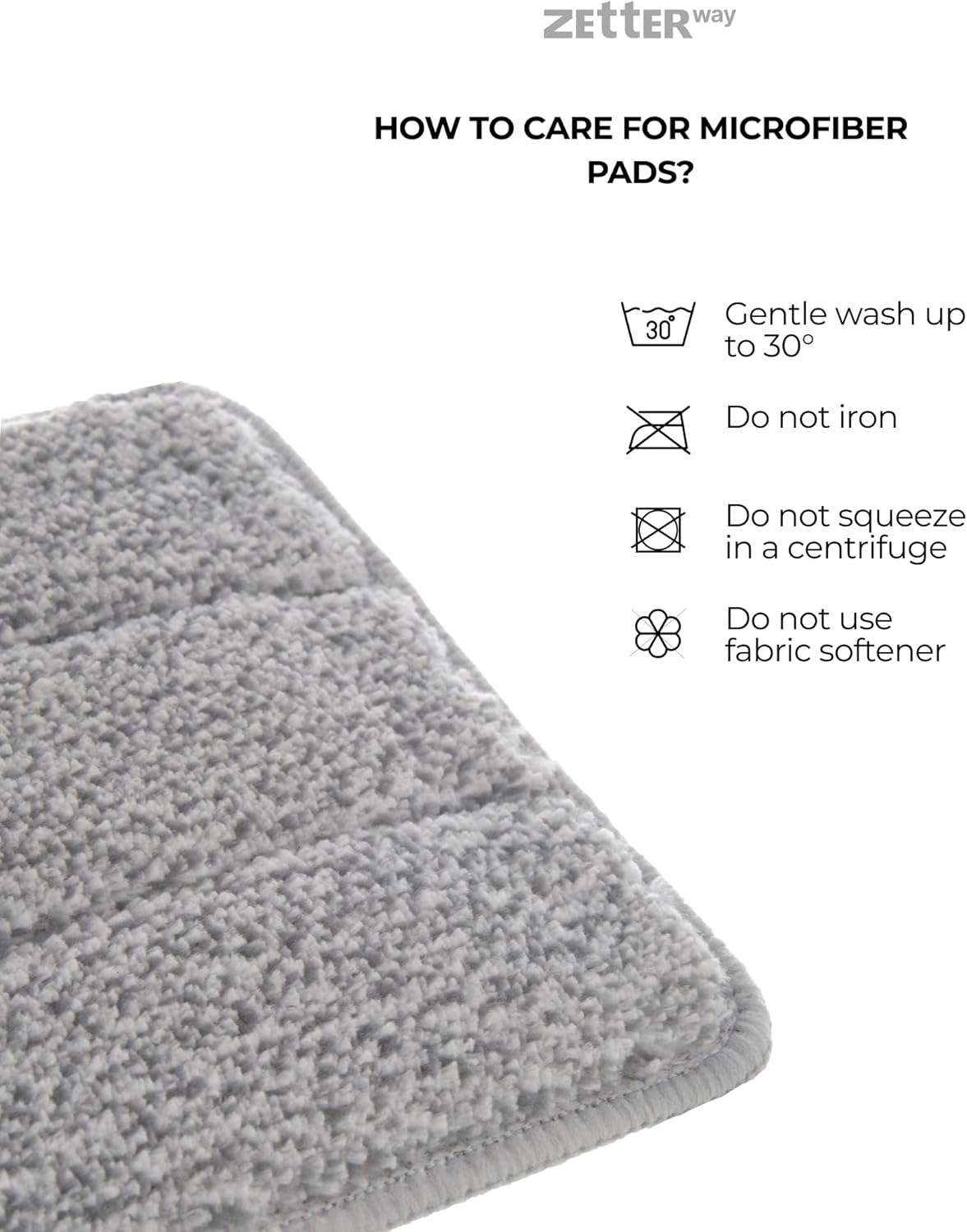 Zetterway 4 Microfiber Mop Pads for 13 Inch Mop Head