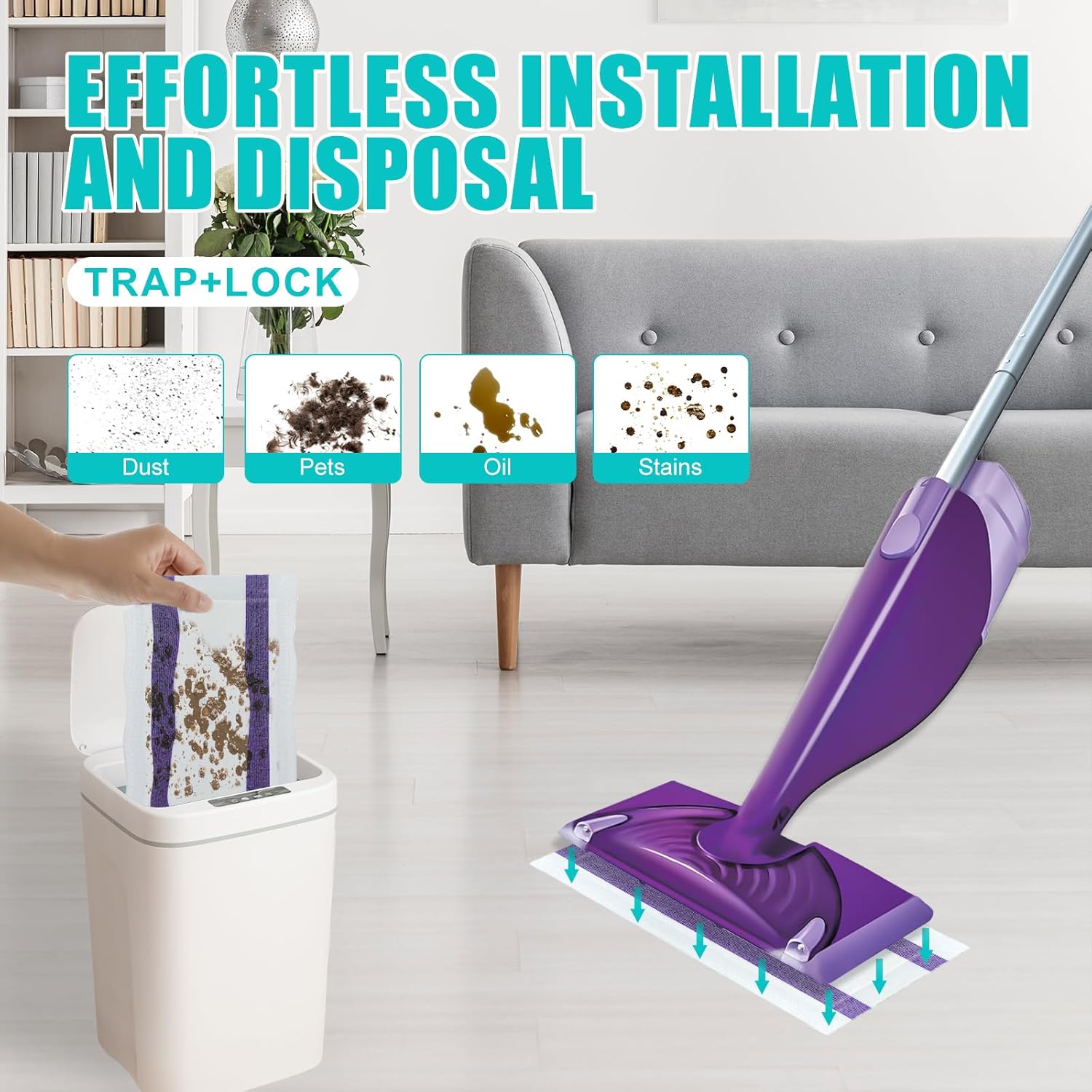 ZQZiQi 60 Count Swiffer Wet Jet Mop Pad Refills
