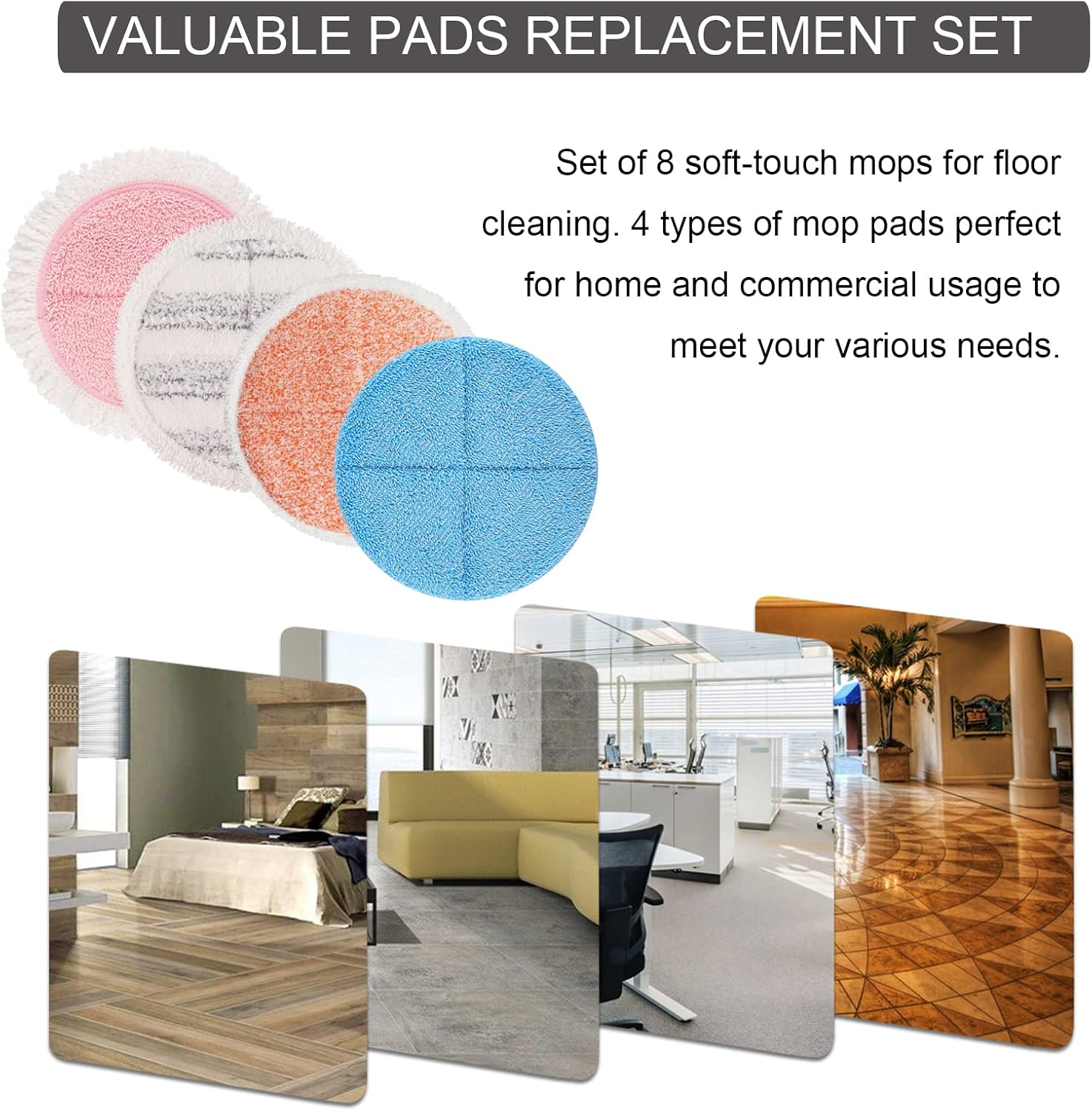 GreeSuit Electric Mop Pads 8 Pack 728in Round Replacement