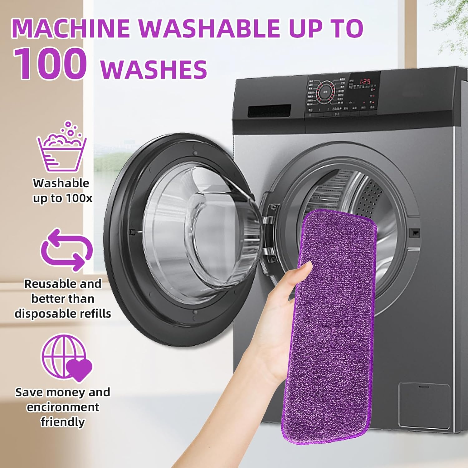 BUUROOHM 6pcs Microfiber Spray Mop Replacement Heads