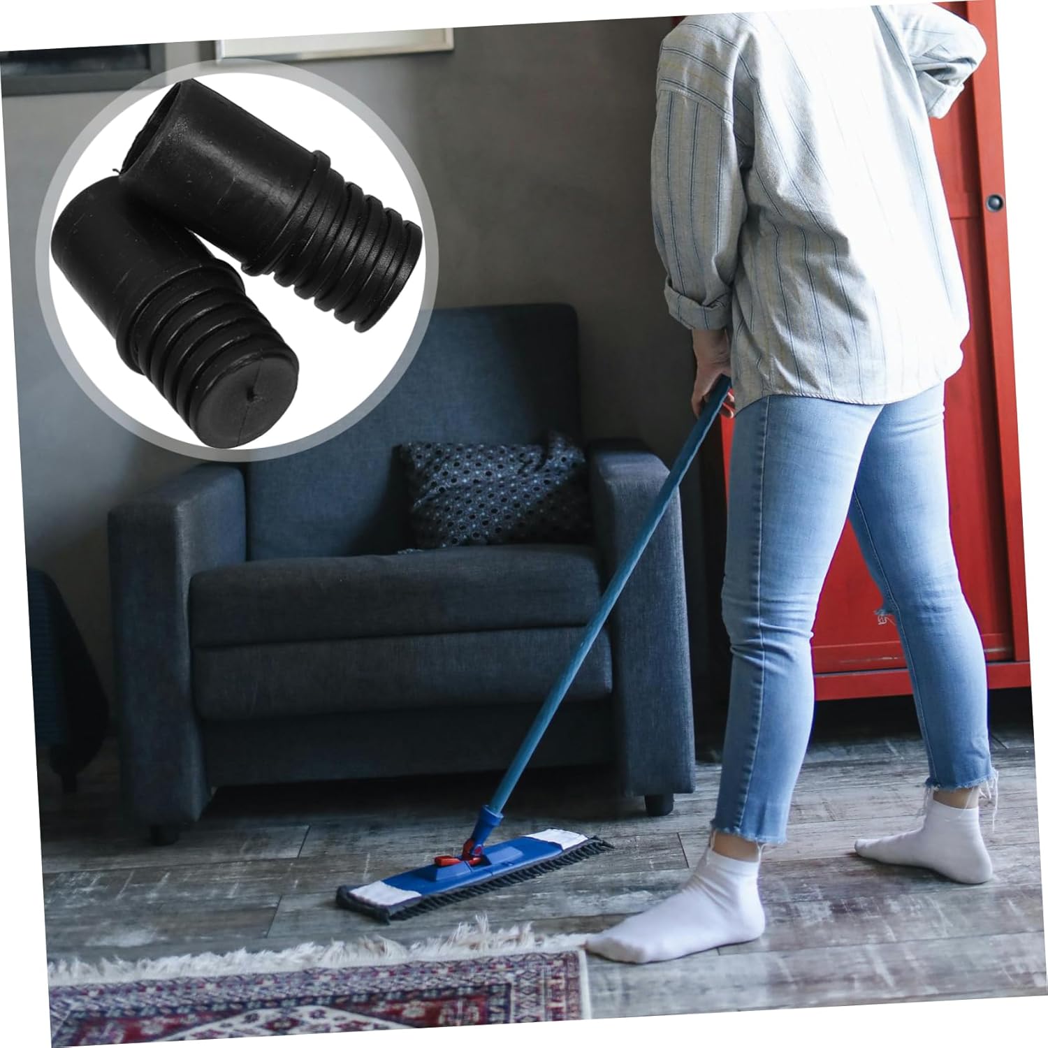 2pcs Threaded Handle Tip Adapter for Mops and Brooms 1
