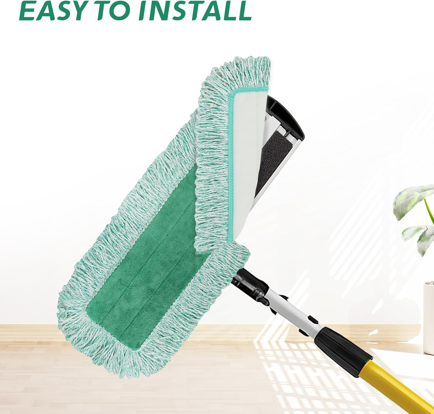 BeiLan Commercial Dust Pad Refill 6 Pack Green Microfiber for Rubbermaid