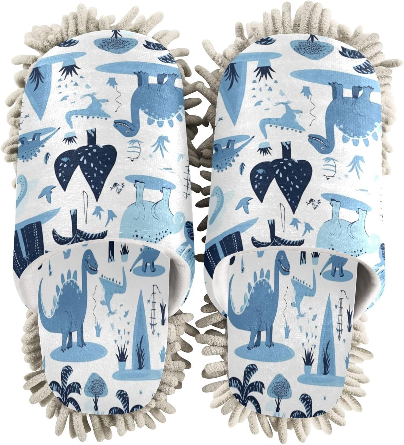 Bulletgxll Blue Dinosaurs Mop Slippers - M