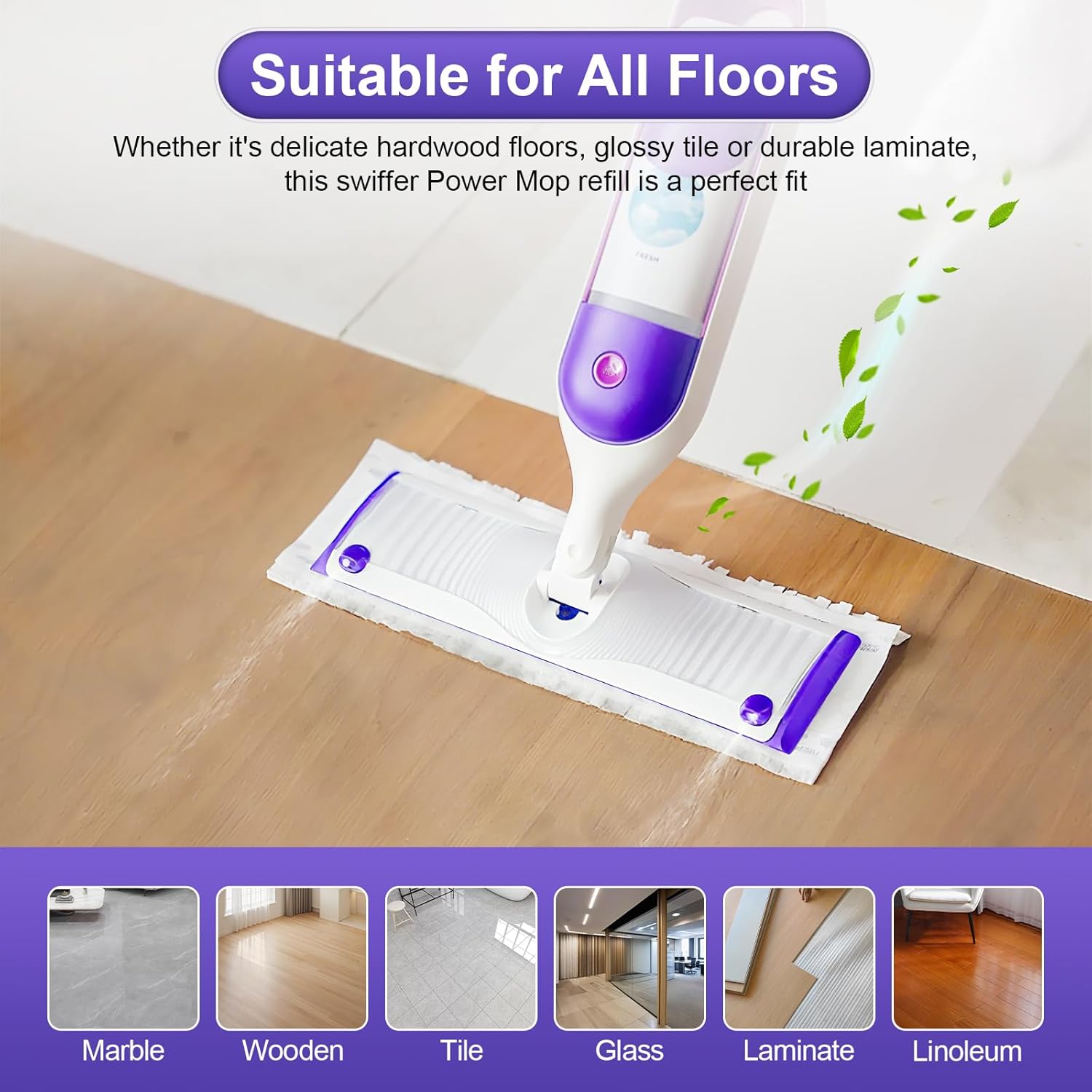 Kamitaly 32 Count Swiffer Power Mop Refills 14-Layer Multi-Surface Replacement Pads