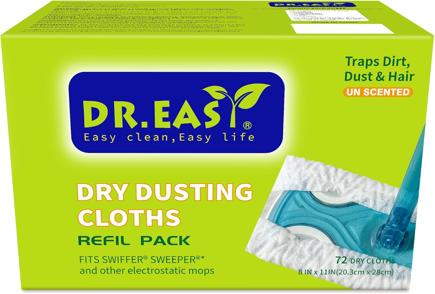 DrEasy Dry Dusting Cloths 72-Pack Un Scented 8x11 in