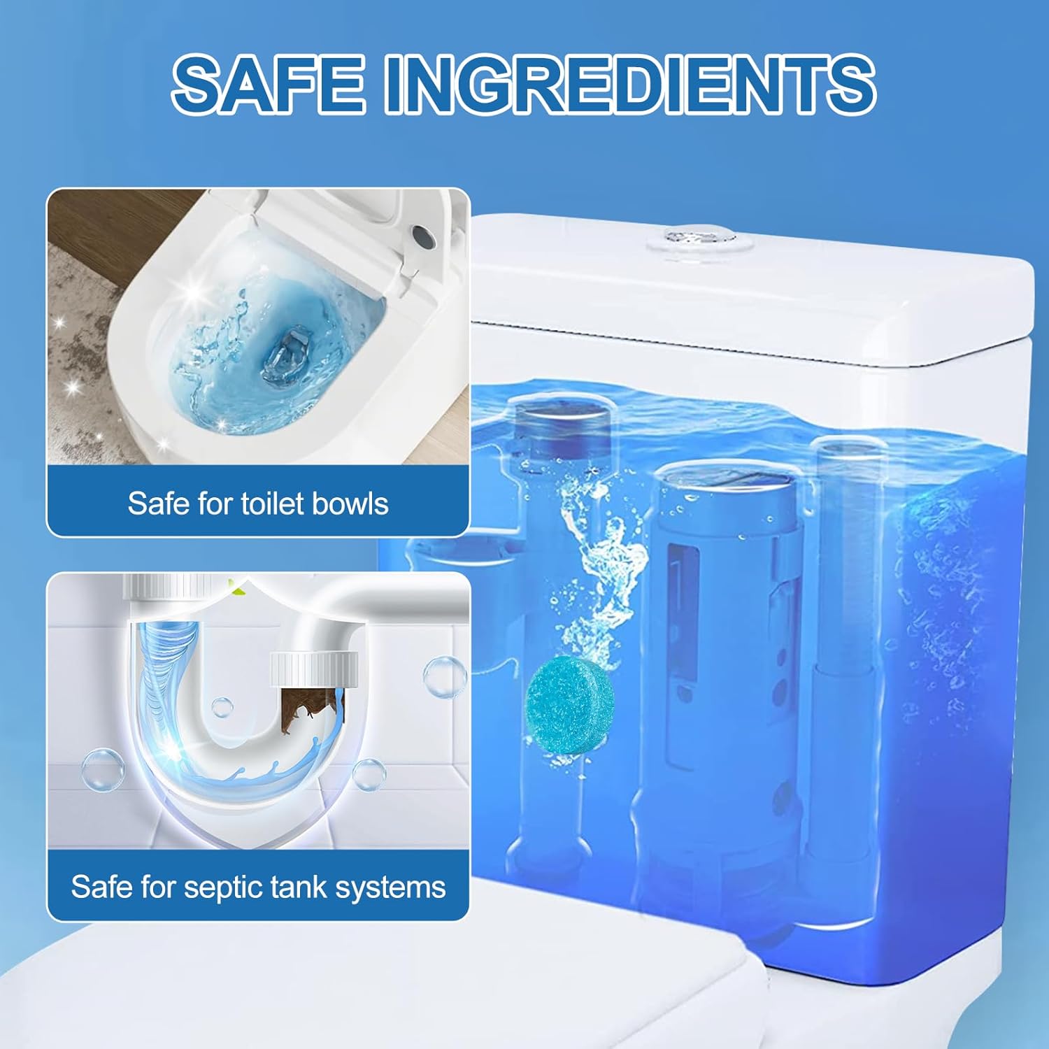 PUGAIQI Toilet Bowl Tablets 50 Count Blue Fresh Scent 1