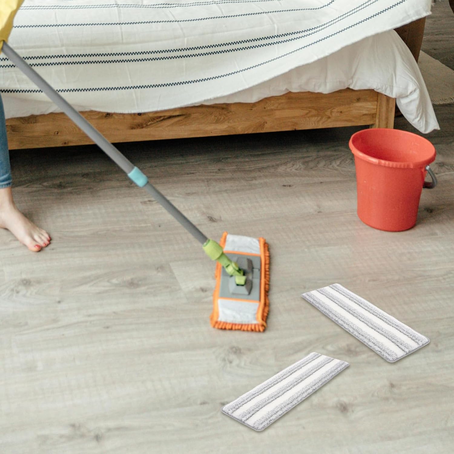 5pcs Self-Adhesive Microfiber Mop Pads Replacement