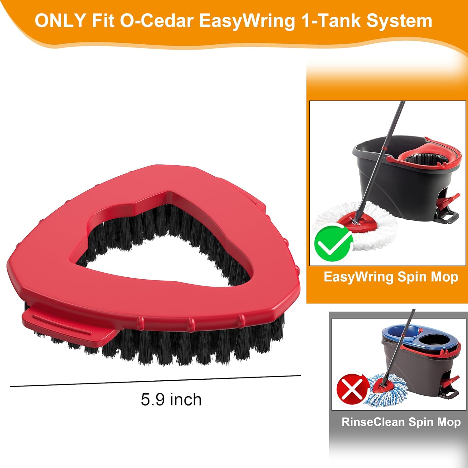 Folews Red Scrubber Mop Head for O-Cedar EasyWring 1-Tank System