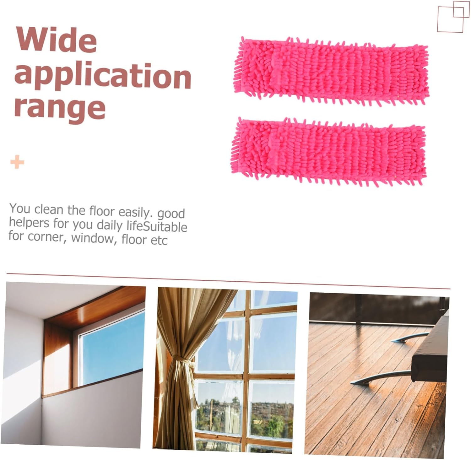 6pcs Red Chenille Mop Cloths for Home Cleaning