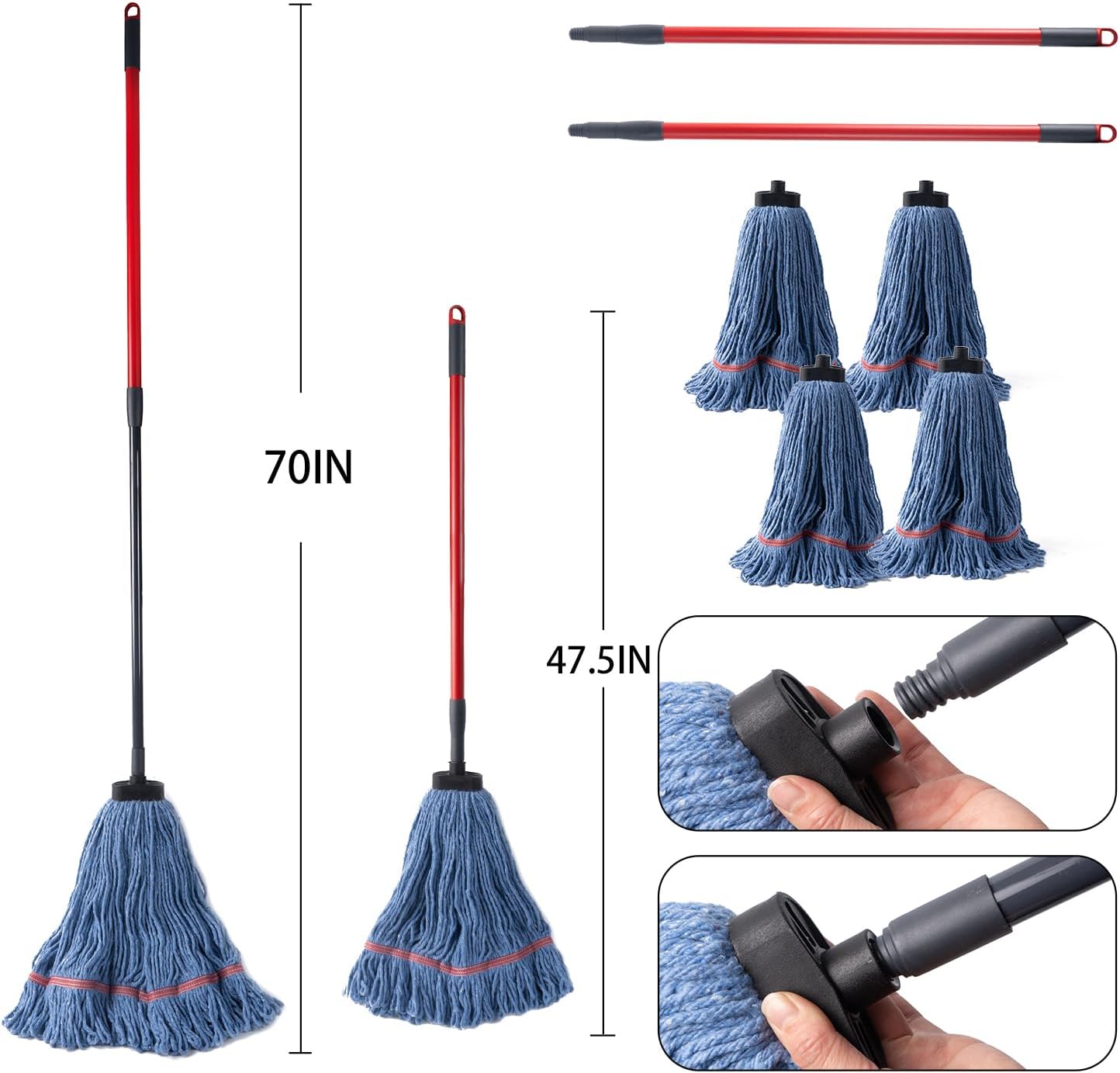 Matthew Heavy Duty Wet Mop with Screw Handle - 2 Sets