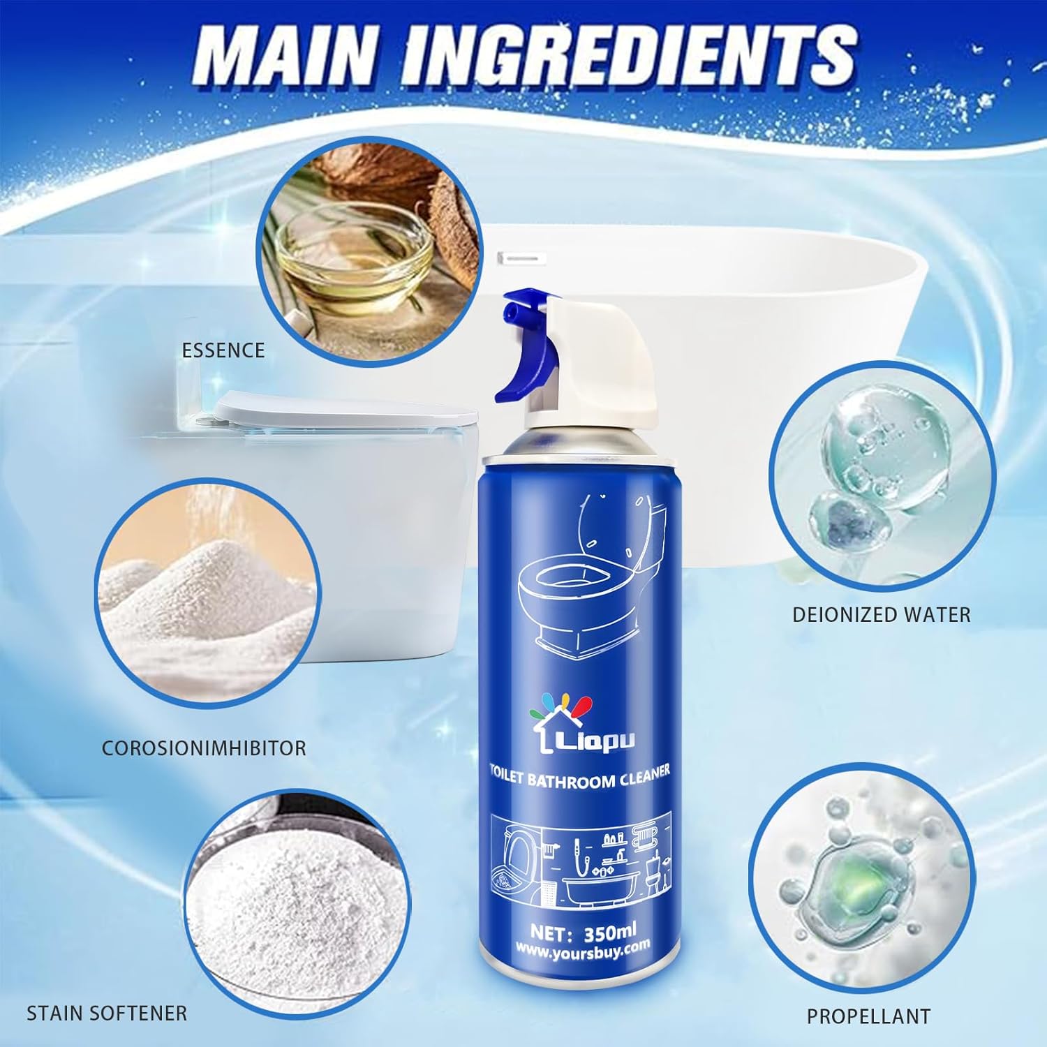 Liapu Toilet Bowl Cleaner with Fresh Mint Scent