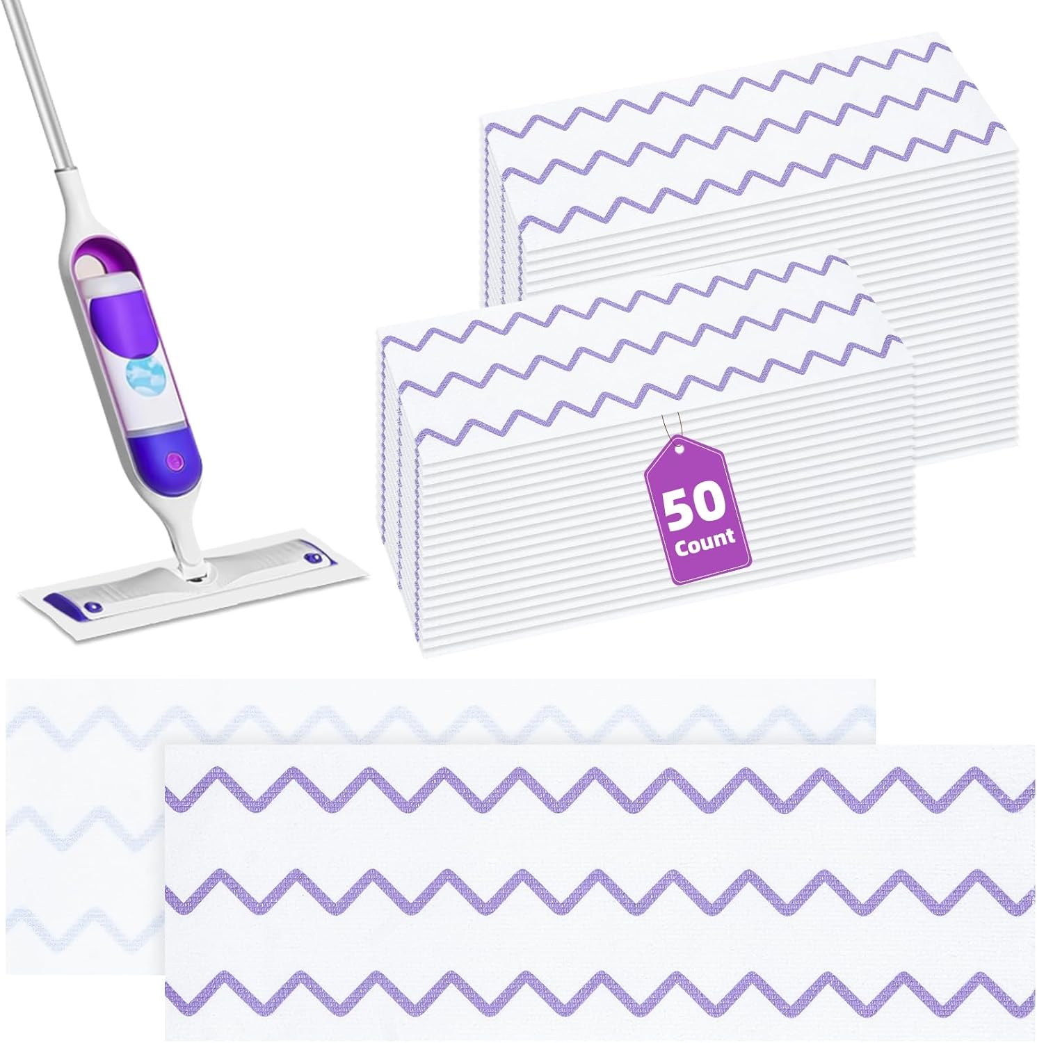 Nicemiya 50 Count Microfiber Mop Pads for Swiffer PowerMop 1