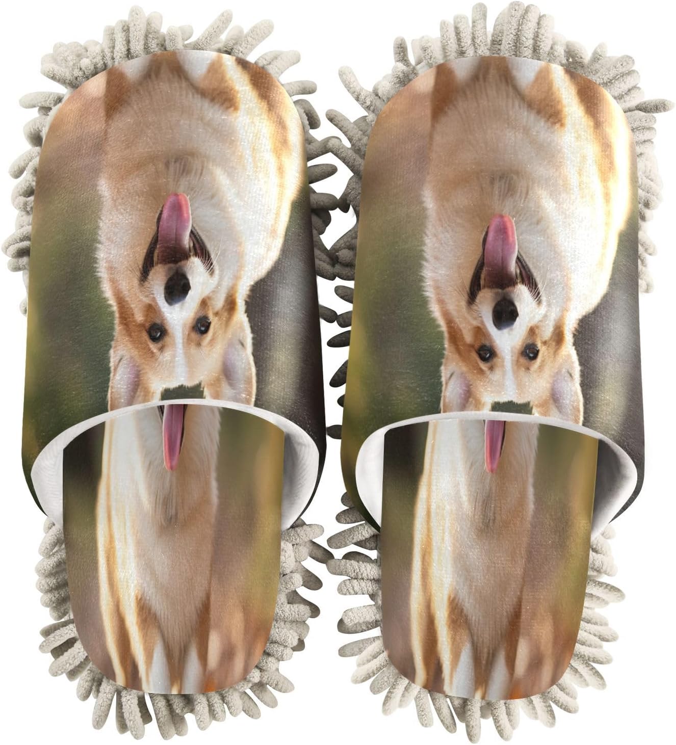 Bulletgxll Cute Dog Microfiber Mopping Slippers - L