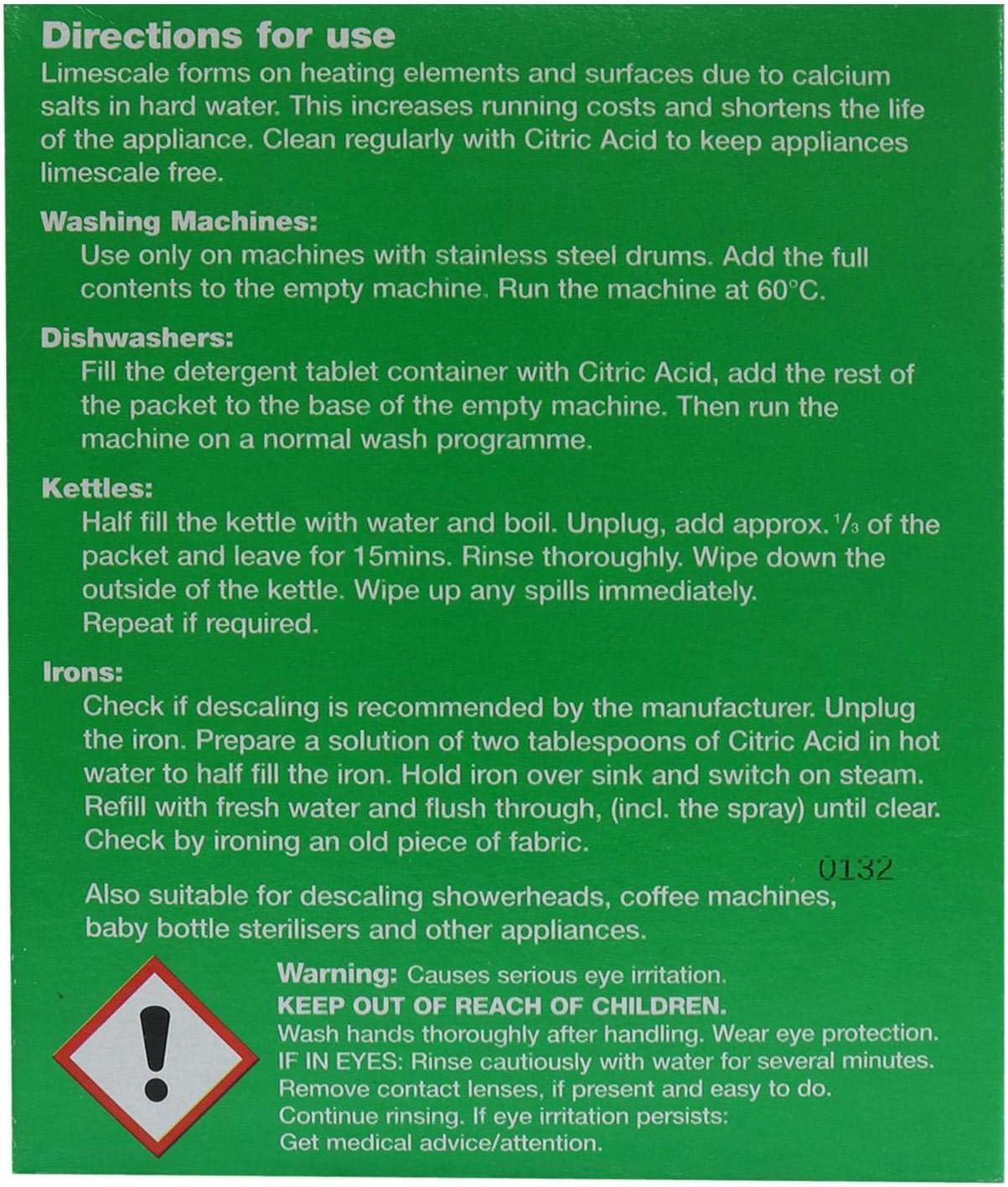 Dri-Pak Citric Acid Appliance Descaler - 2 Packs of 250g