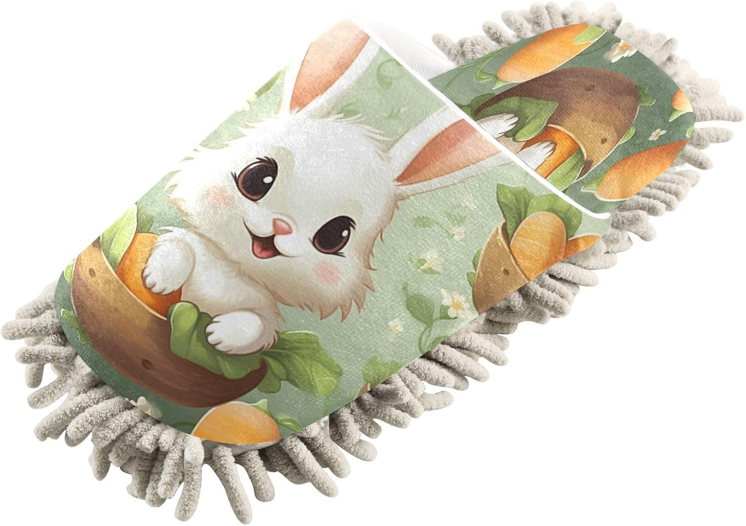 Bulletgxll Rabbit and Carrots Microfiber Cleaning Slippers - M