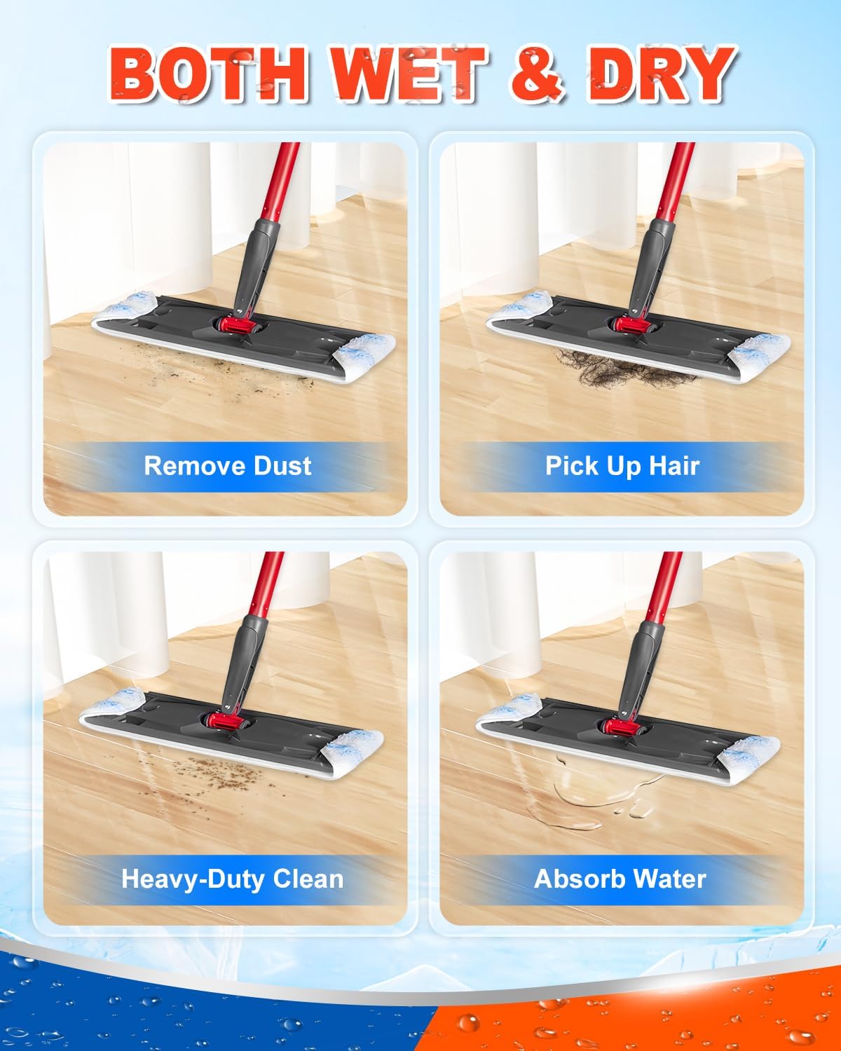 DR DAPPER H2prO Flat Mop Pad Replacement 4 Pack