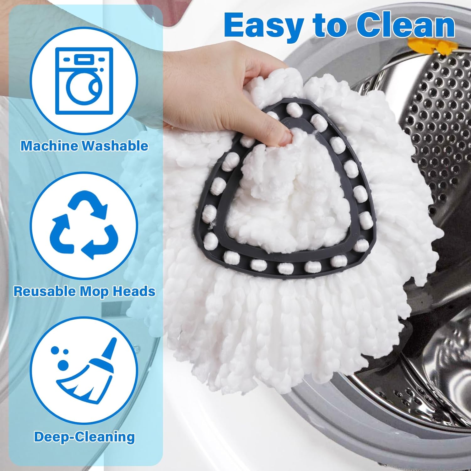 CDYJDY Mop Replacement Heads 3 Pack - Easy Wring Spin and Machine Washable