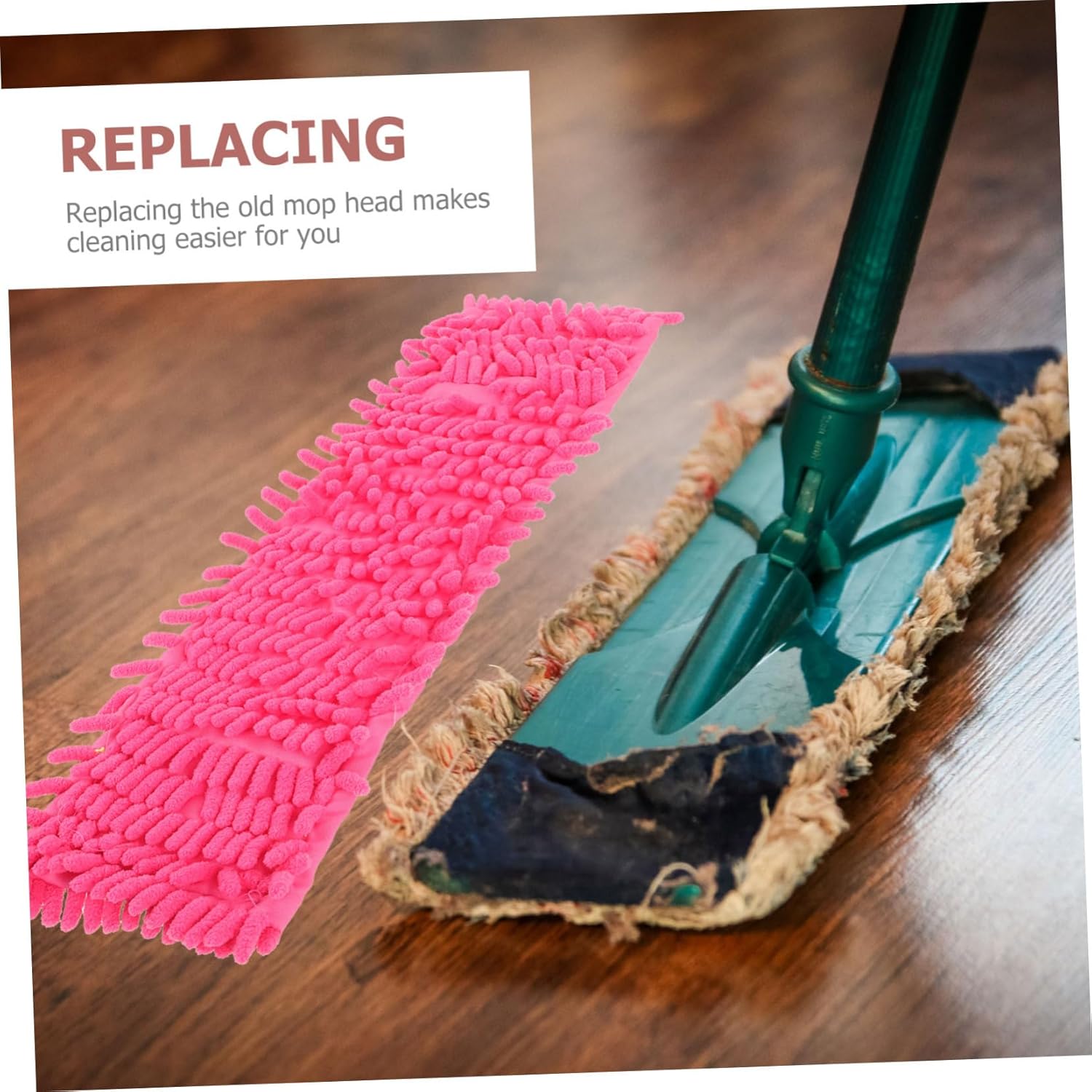 6pcs Red Chenille Mop Cloths for Home Cleaning