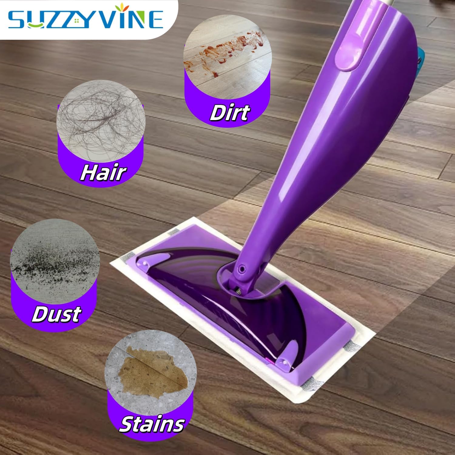 SUZZYVINE Wet Jet Mop Pads Refills 118 x 591 30 Count Multi-Surface