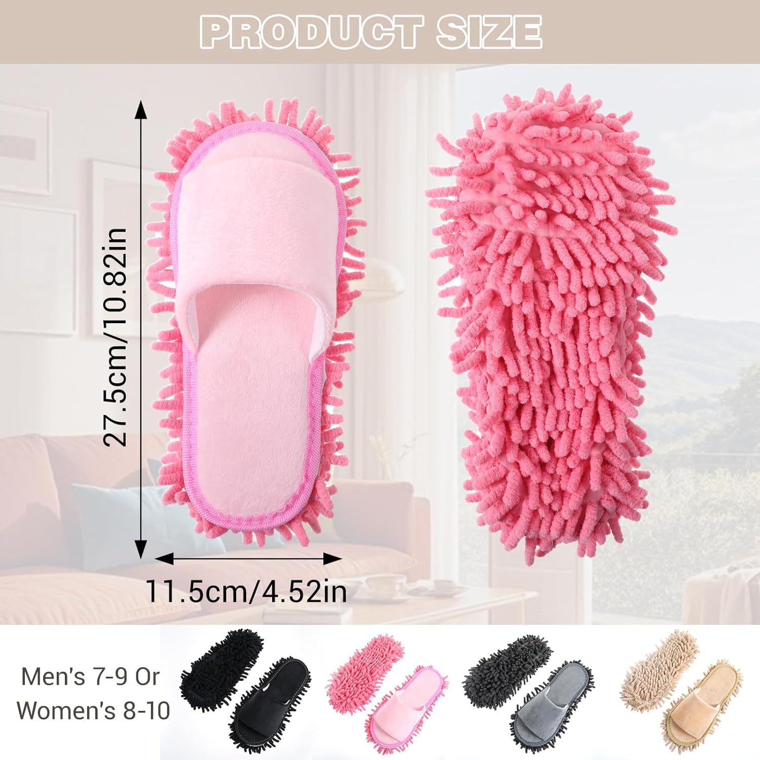 4 Pair Washable Mop Slippers for Floor Cleaning