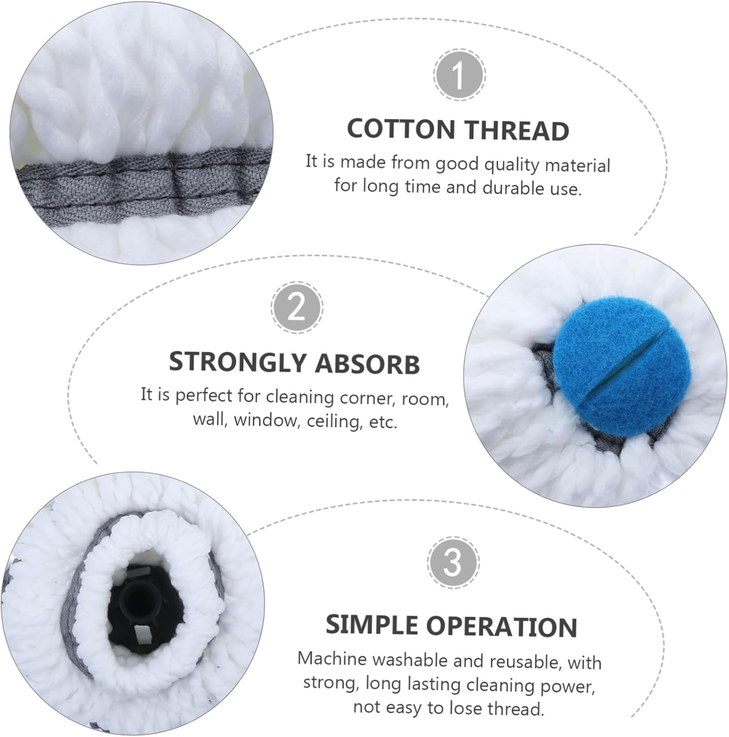 Water Absorption Mop Head Replacement for Home and Office Use