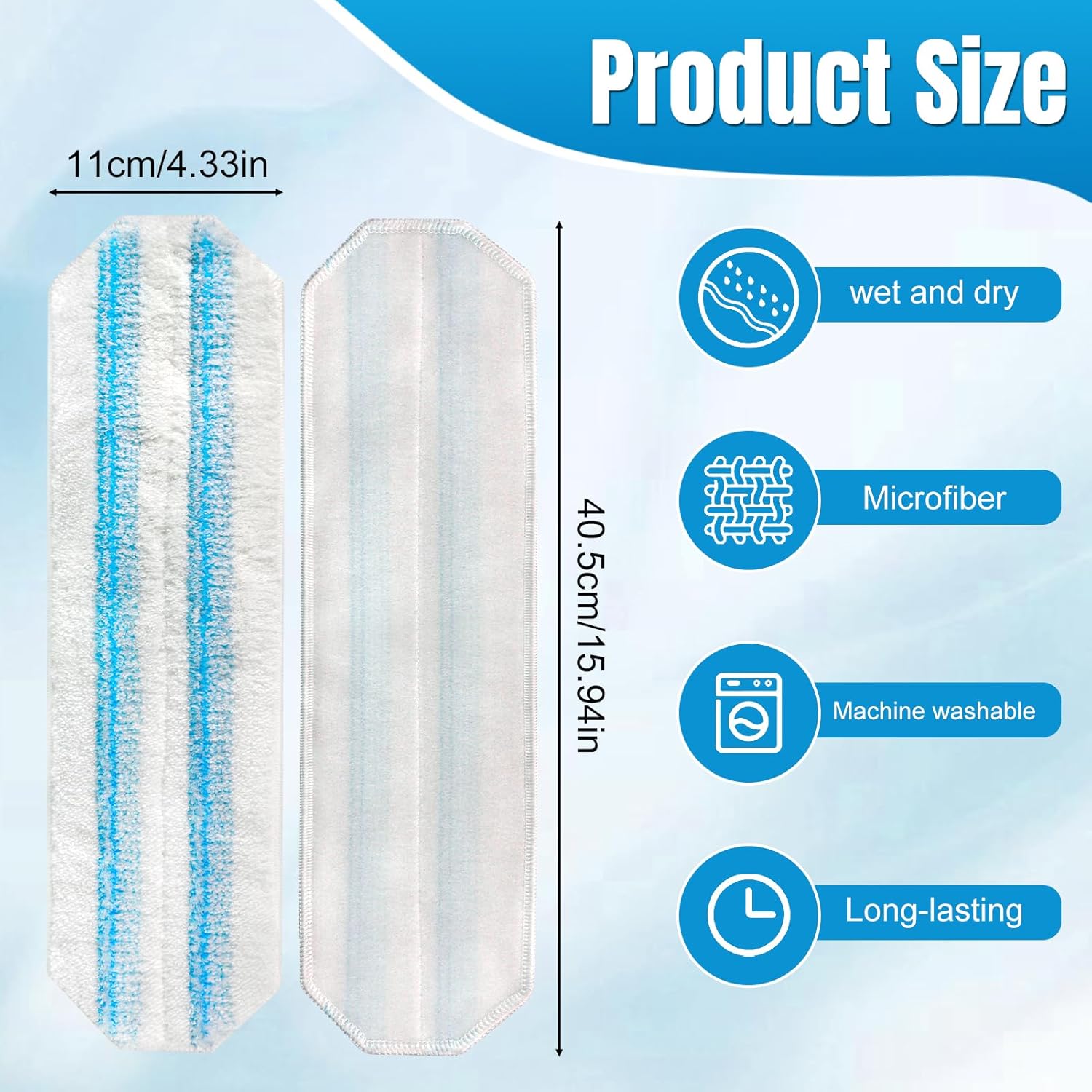 MengTiger 4-Pack Replacement Mop Pads for O-Cedar H2Pro Vileda