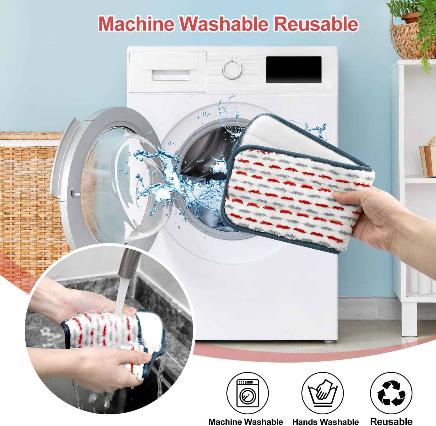 4 Pack Reusable Swiffer Power Mop Pads - Thicker Microfiber