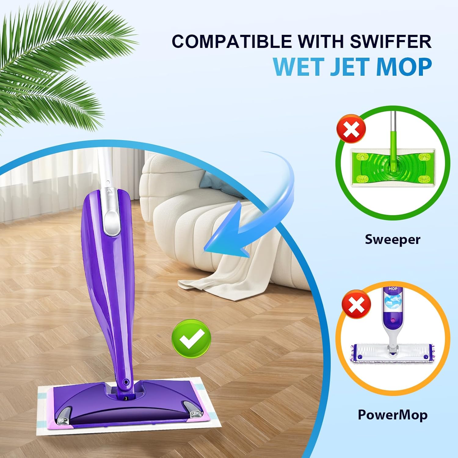 60 Count Swiffer Wet Jet Mop Pad Refills - High Absorbent Cotton