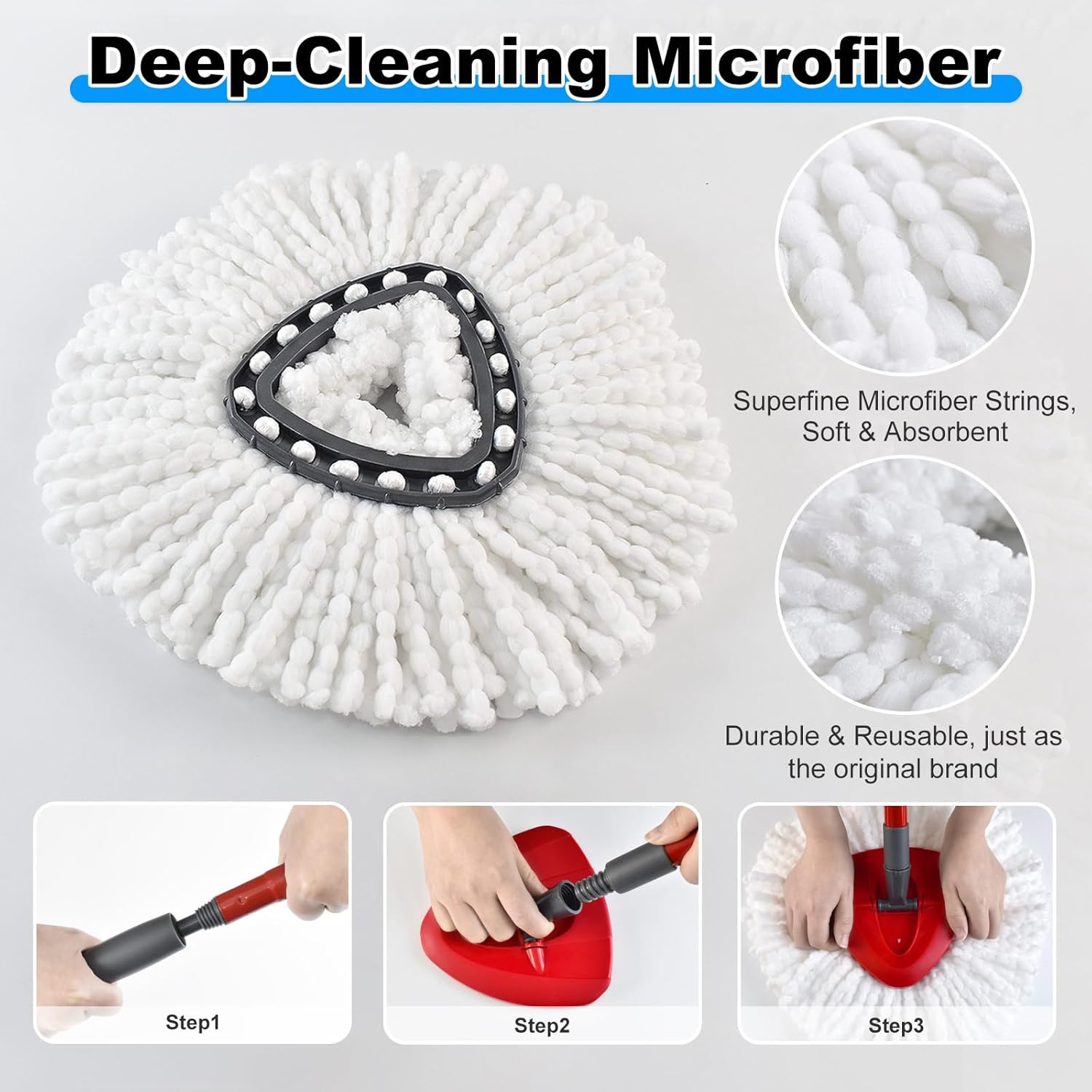 4PCS Microfiber Mop Heads for O-Cedar 1-Tank System